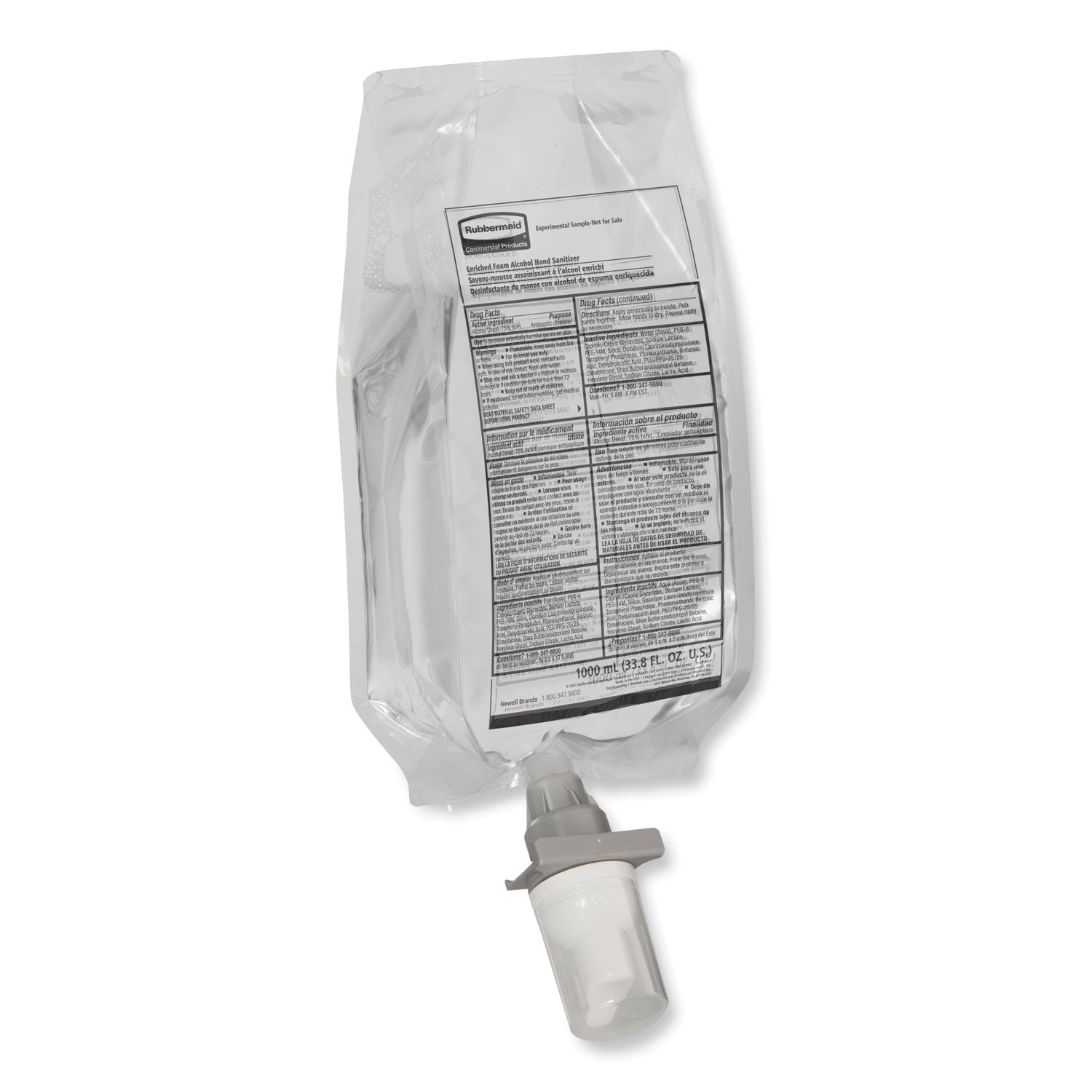 AutoFoam Refill With Alcohol Foam Hand Sanitizer, Clear, 1,000 mL, Fragrance-Free, 4/Carton