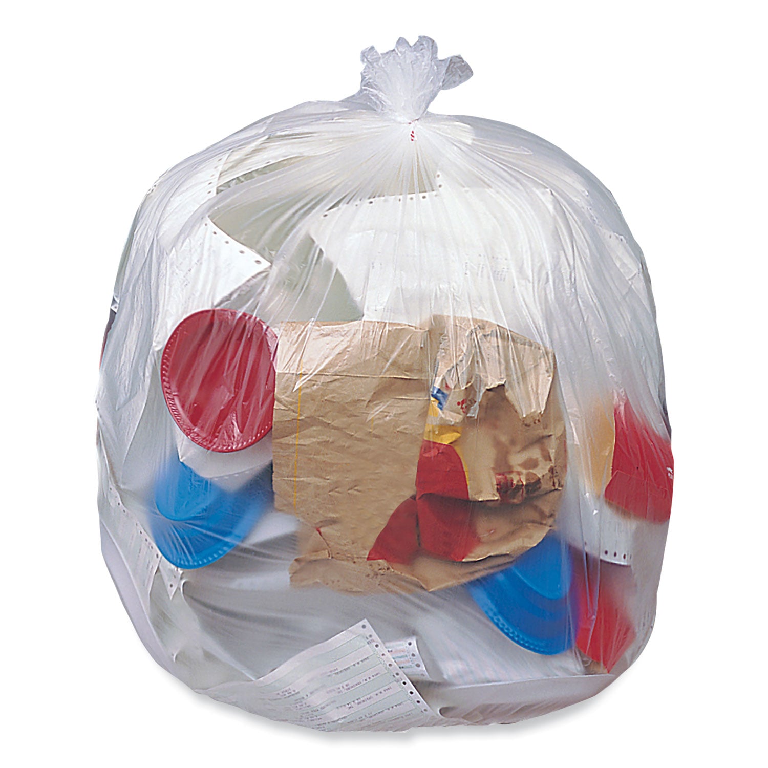Eco Strong Plus Can Liners, 40 gal, 14 mic, 40" x 46", Natural, Perforated Roll, 250/Carton