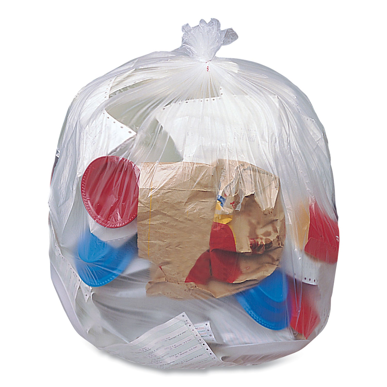 Eco Strong Plus Can Liners, 44 gal, 1.35 mil, 37" x 50", Natural, Perforated Roll, 100/Carton
