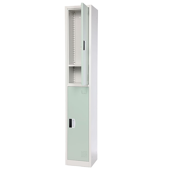 72" H x 12" W  2-Tier Steel Storage Locker with Digital Lock, Misty Green