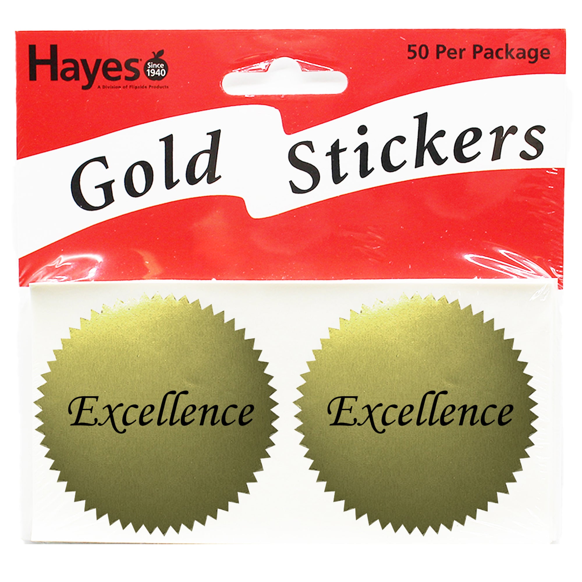 2" Excellence Gold Stickers, 50 Per Pack