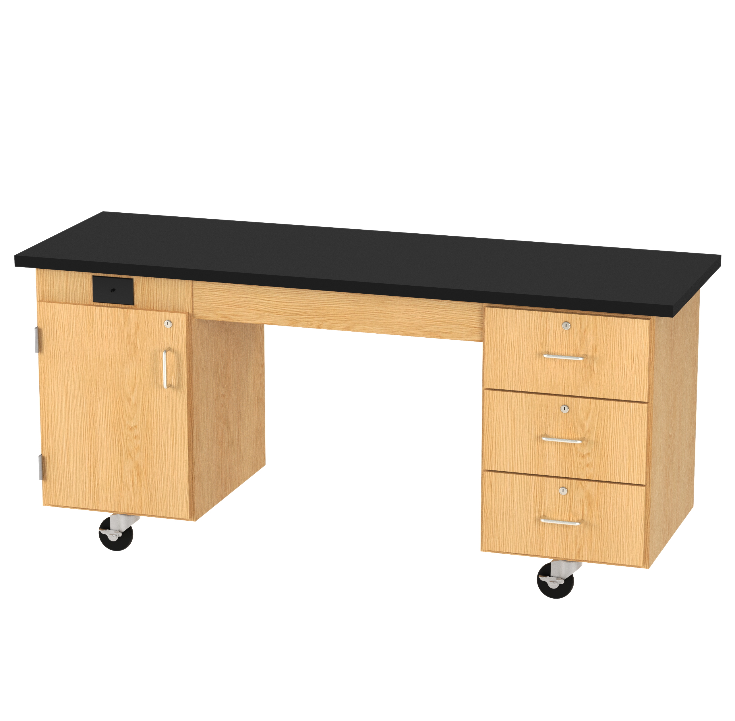 Kinetic ADA Lab Station - Red Oak, 72"W x 24"D x 33-1/2"H