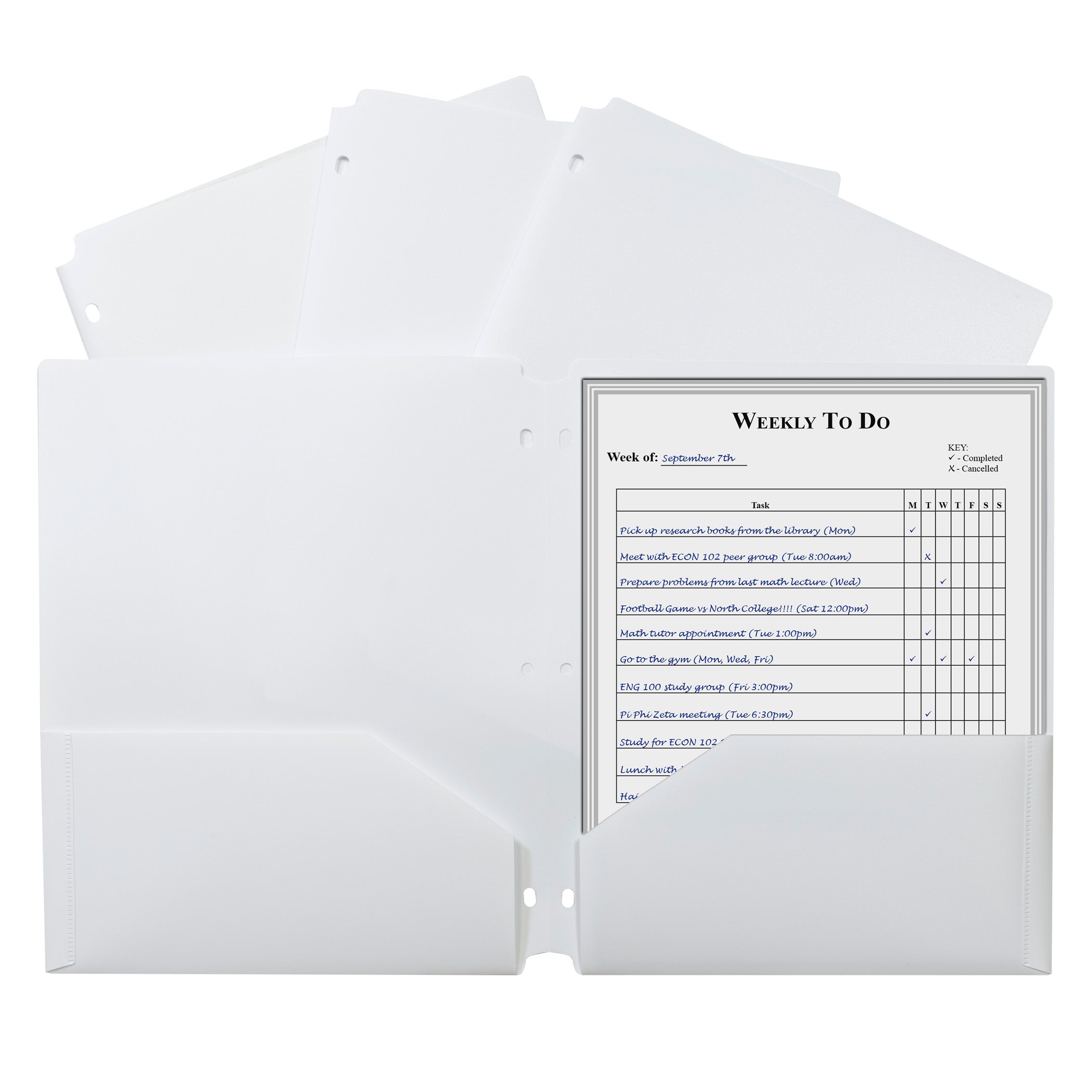 C-Line® Two-Pocket Poly Portfolio with Three-Hole Punch, White