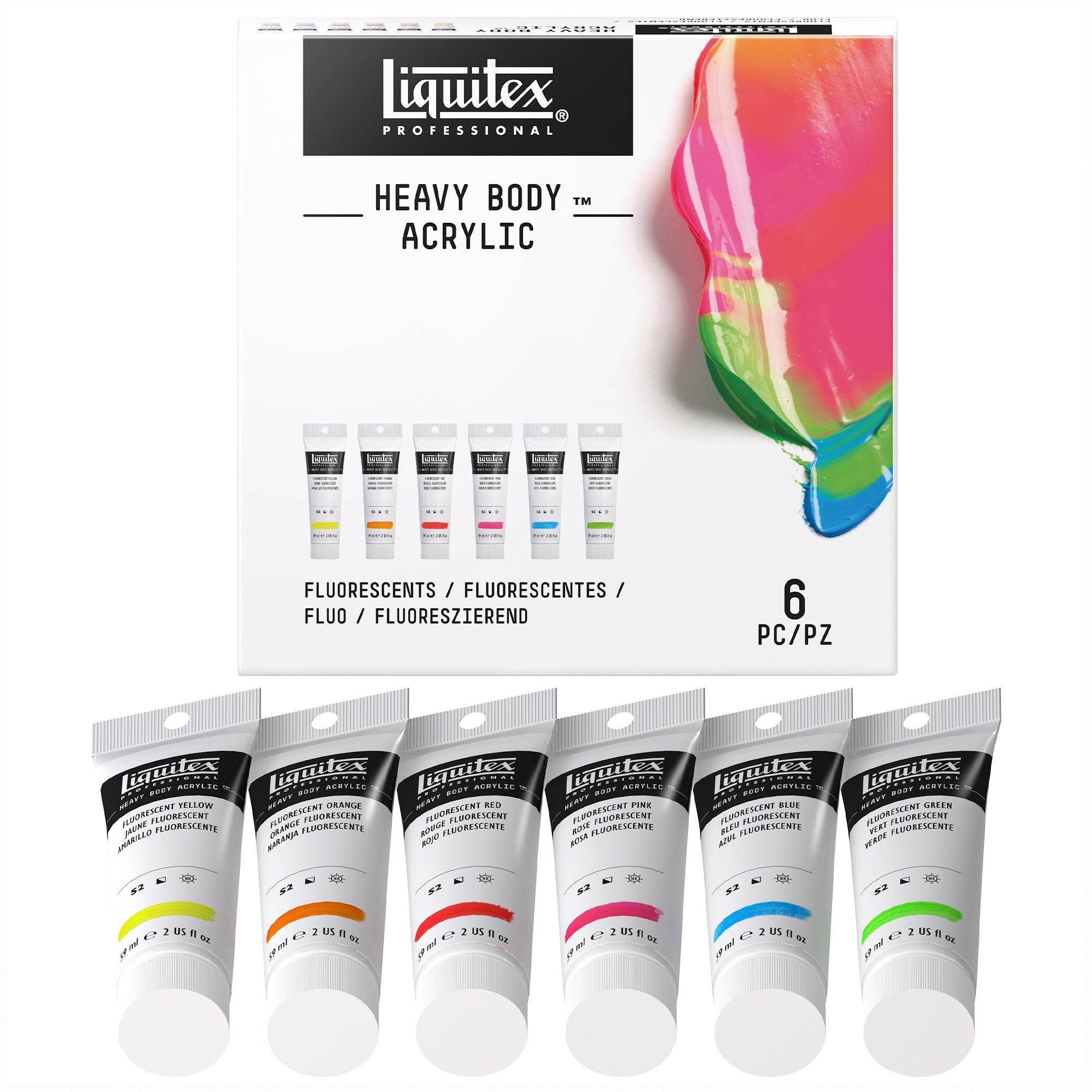 Heavy Body Color - Fluorescent 6 x 59ml Set