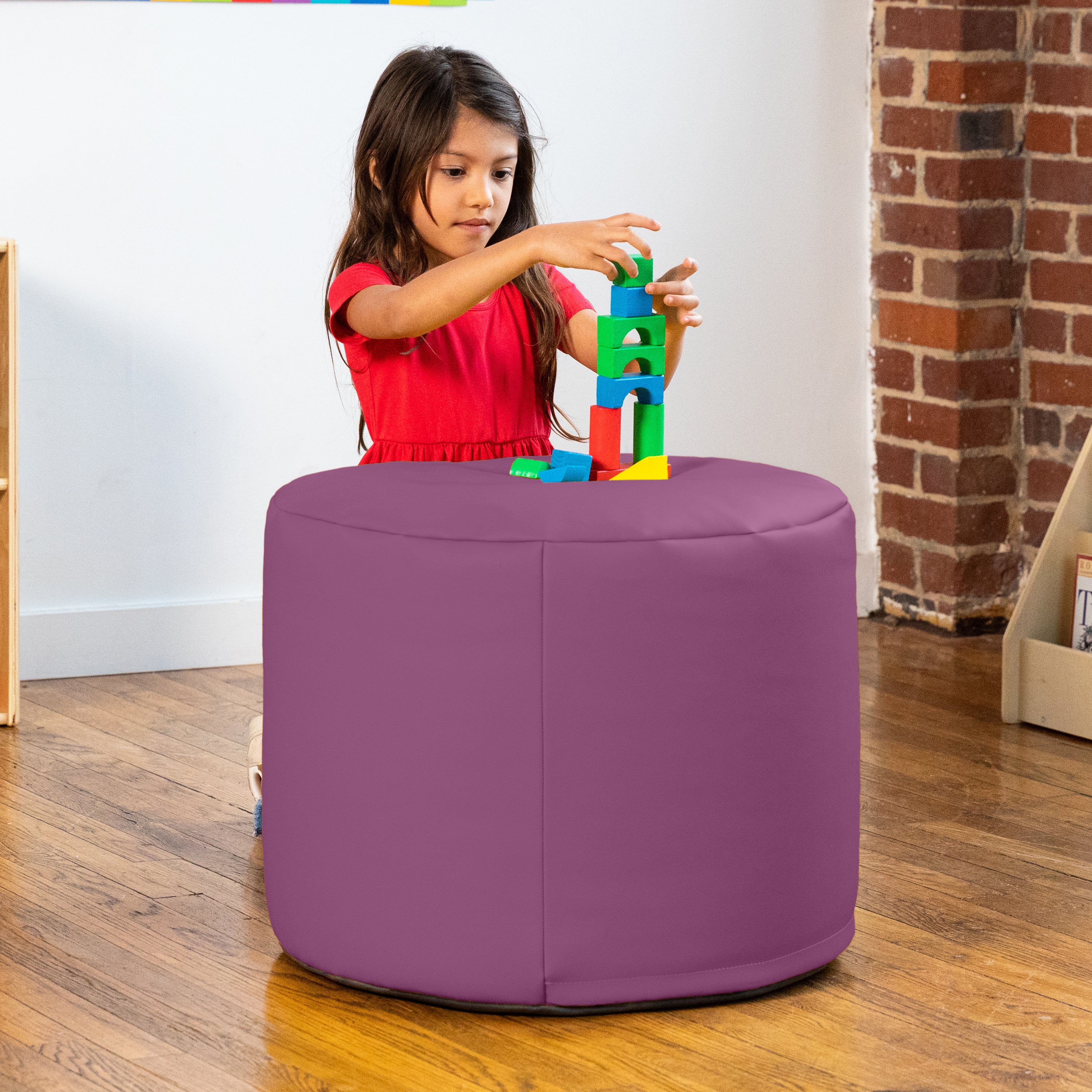 Jaxx Mallo Modular Pouf Classroom Bean Bag Seat, Premium Vinyl - Purple