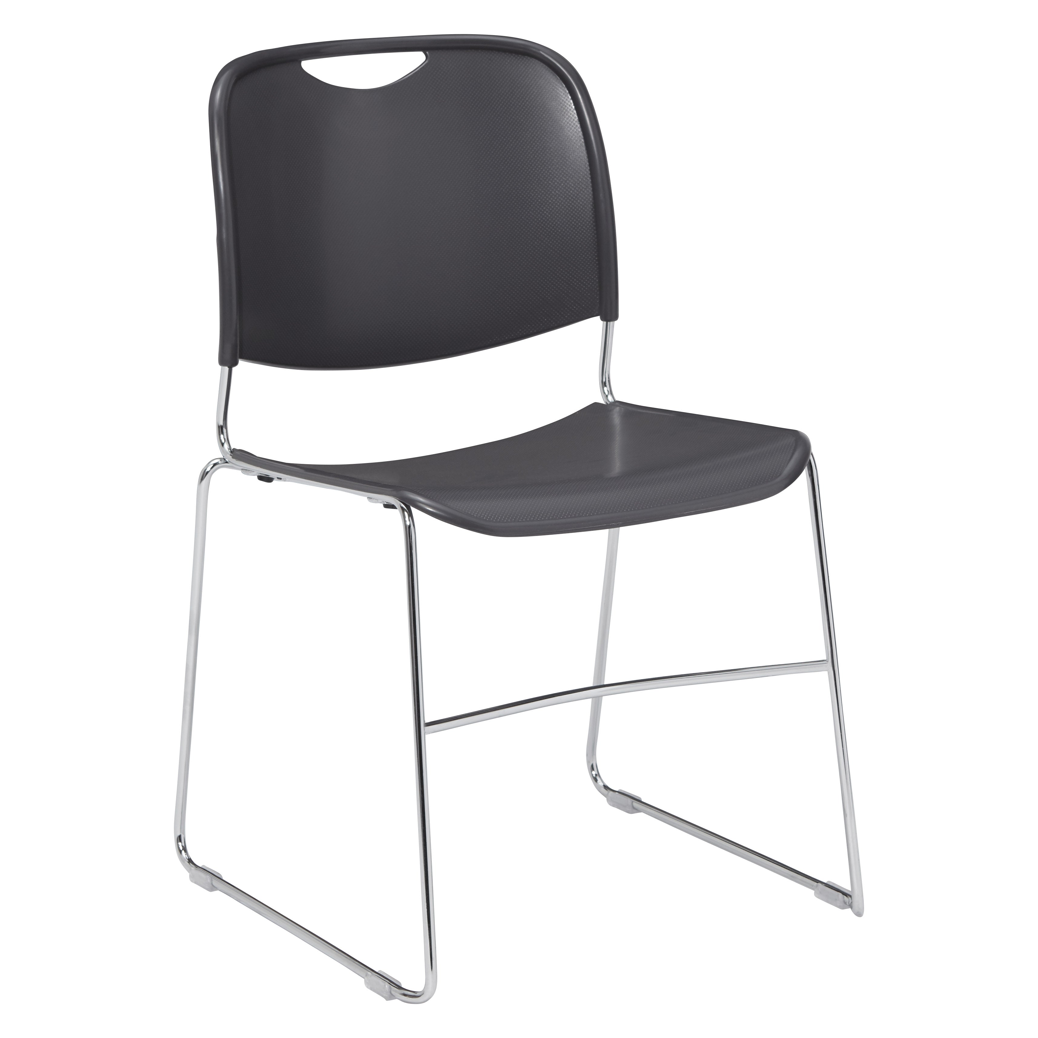 NPS® 8500 Series Ultra-Compact Plastic Stack Chair, Surface Color: Gunmetal , Frame Color: Chrome