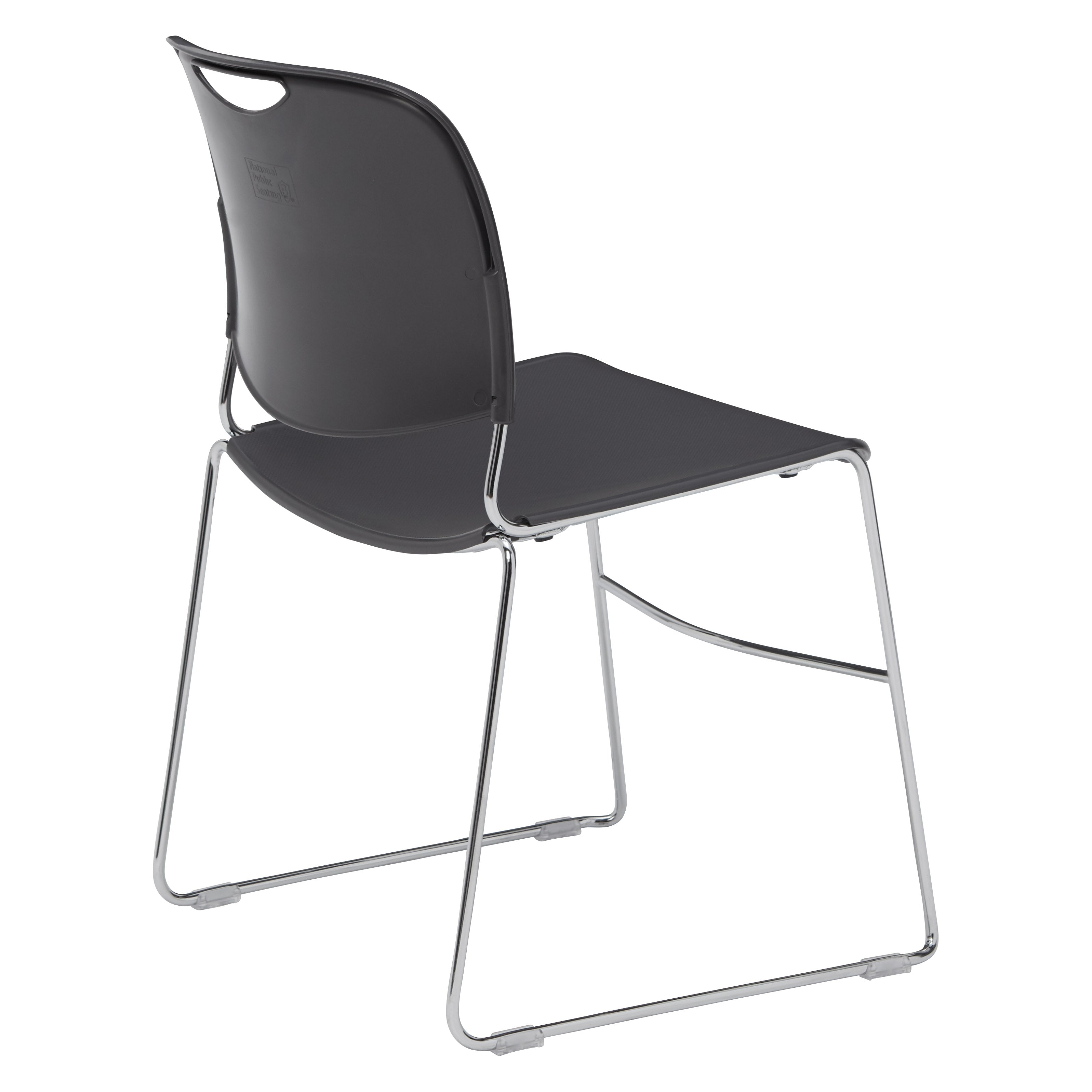 NPS® 8500 Series Ultra-Compact Plastic Stack Chair, Surface Color: Gunmetal , Frame Color: Chrome