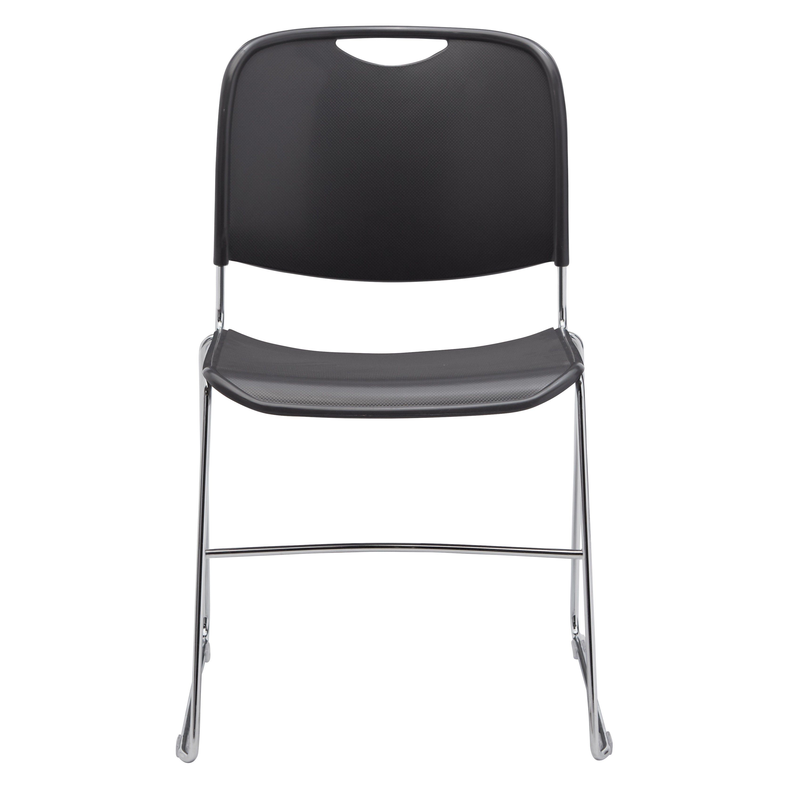 NPS® 8500 Series Ultra-Compact Plastic Stack Chair, Surface Color: Gunmetal , Frame Color: Chrome