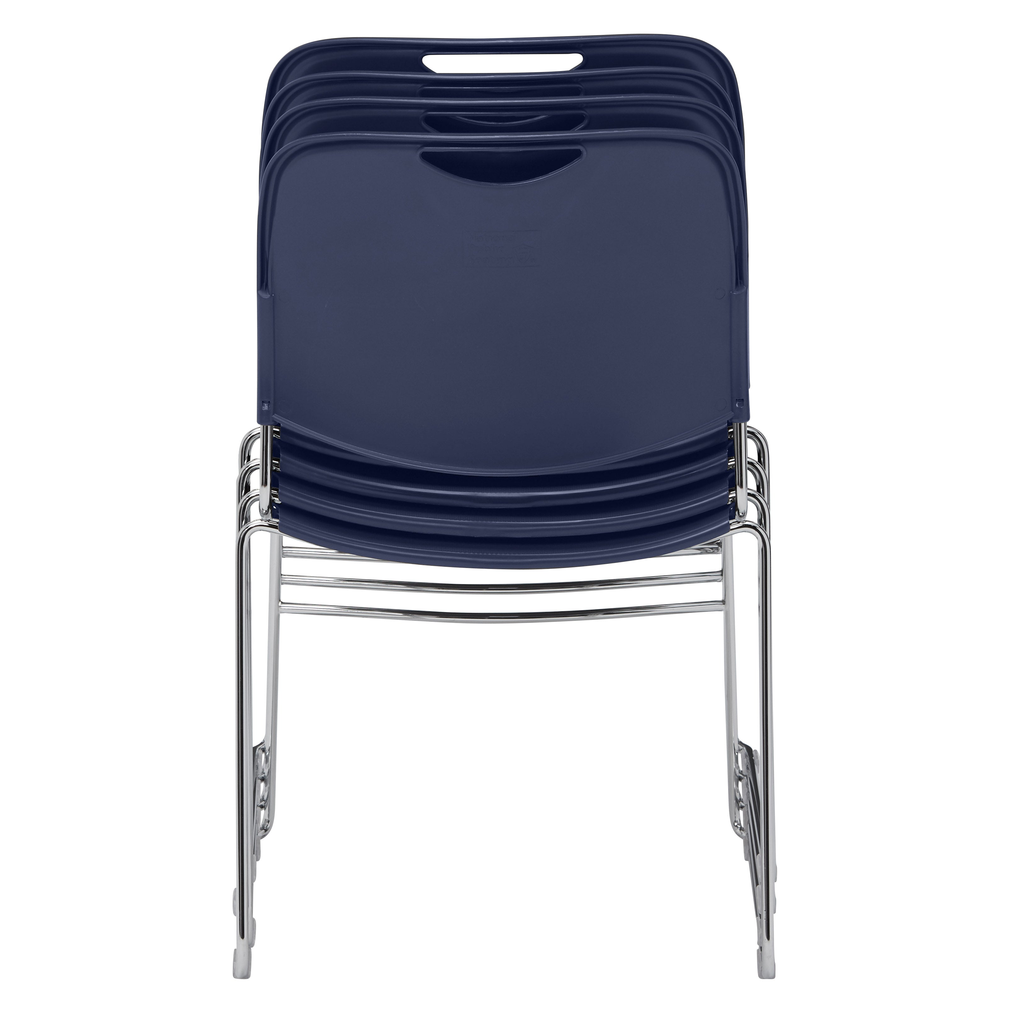 NPS® 8500 Series Ultra-Compact Plastic Stack Chair, Surface Color: Navy Blue, Frame Color: Chrome