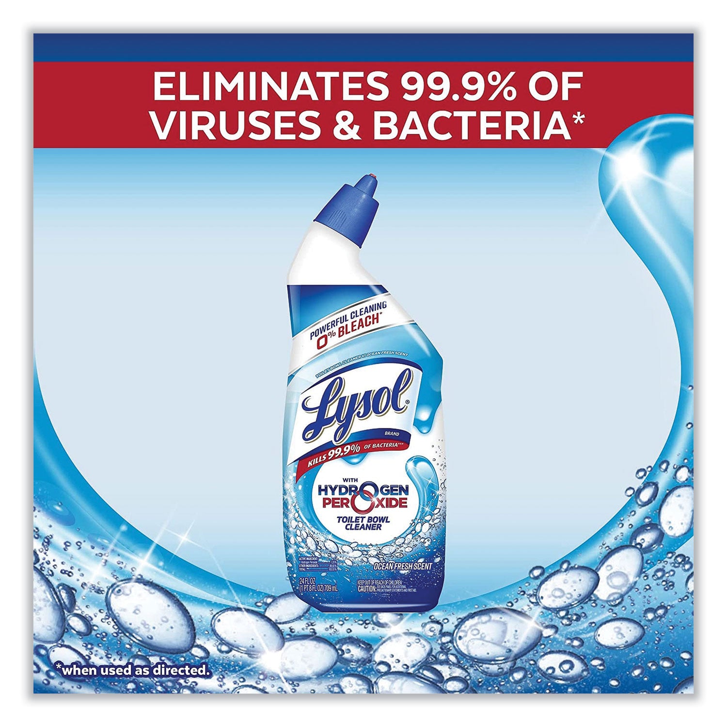 Lysol Hydrogen Peroxide Toilet Cleaner - 24 fl oz (0.8 quart) - Ocean Fresh Scent - Recommended For: Soap Scum Remover - Bleach-free, Residue-free - Blue - 1 Each