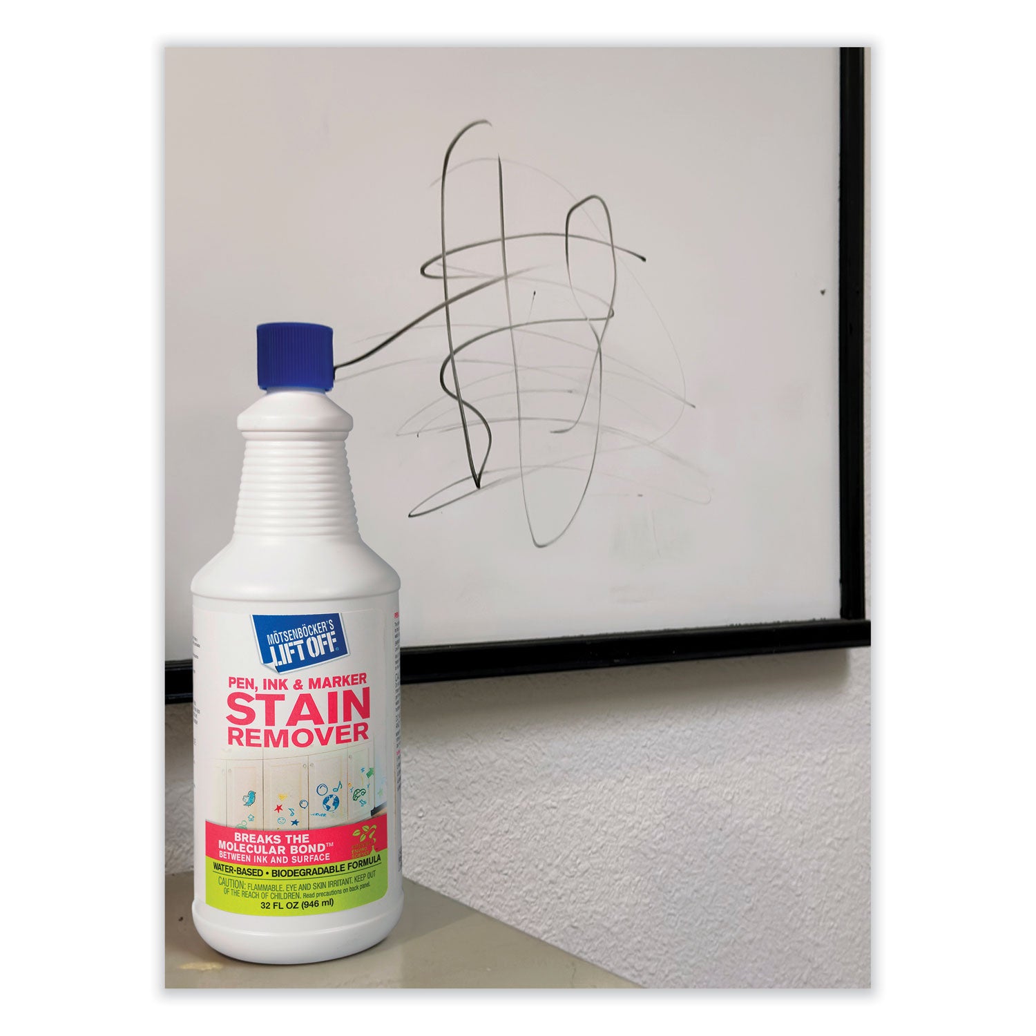 Mötsenböcker's Lift Off Pen/Ink/Marker Stain Remover - 32 fl oz (1 quart) - Environmentally Friendly, Water Based, Color Safe - White - 1 Each