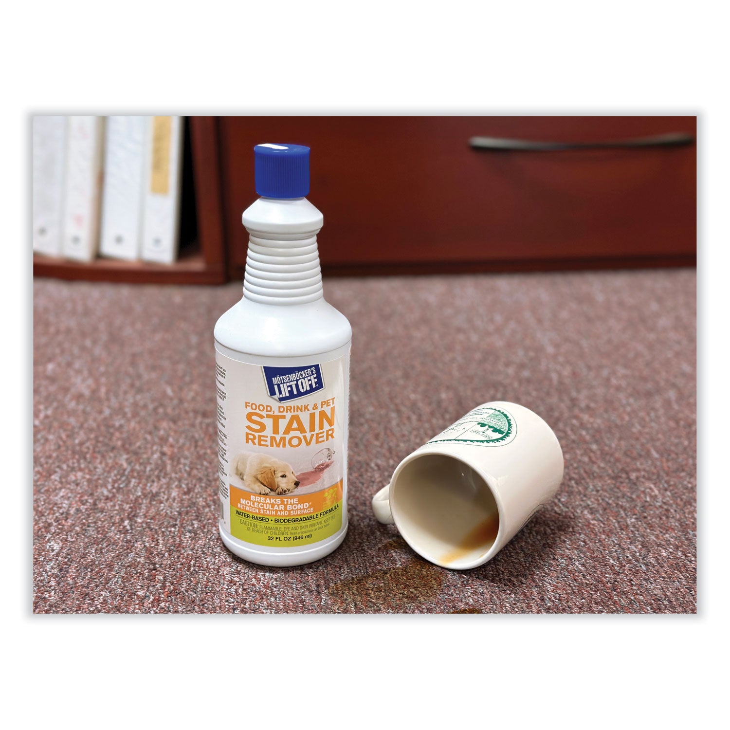 Mötsenböcker's Lift Off Food/Drink/Pet Stain Remover - 32 fl oz (1 quart) - Environmentally Friendly - White Bottle - 1 Each