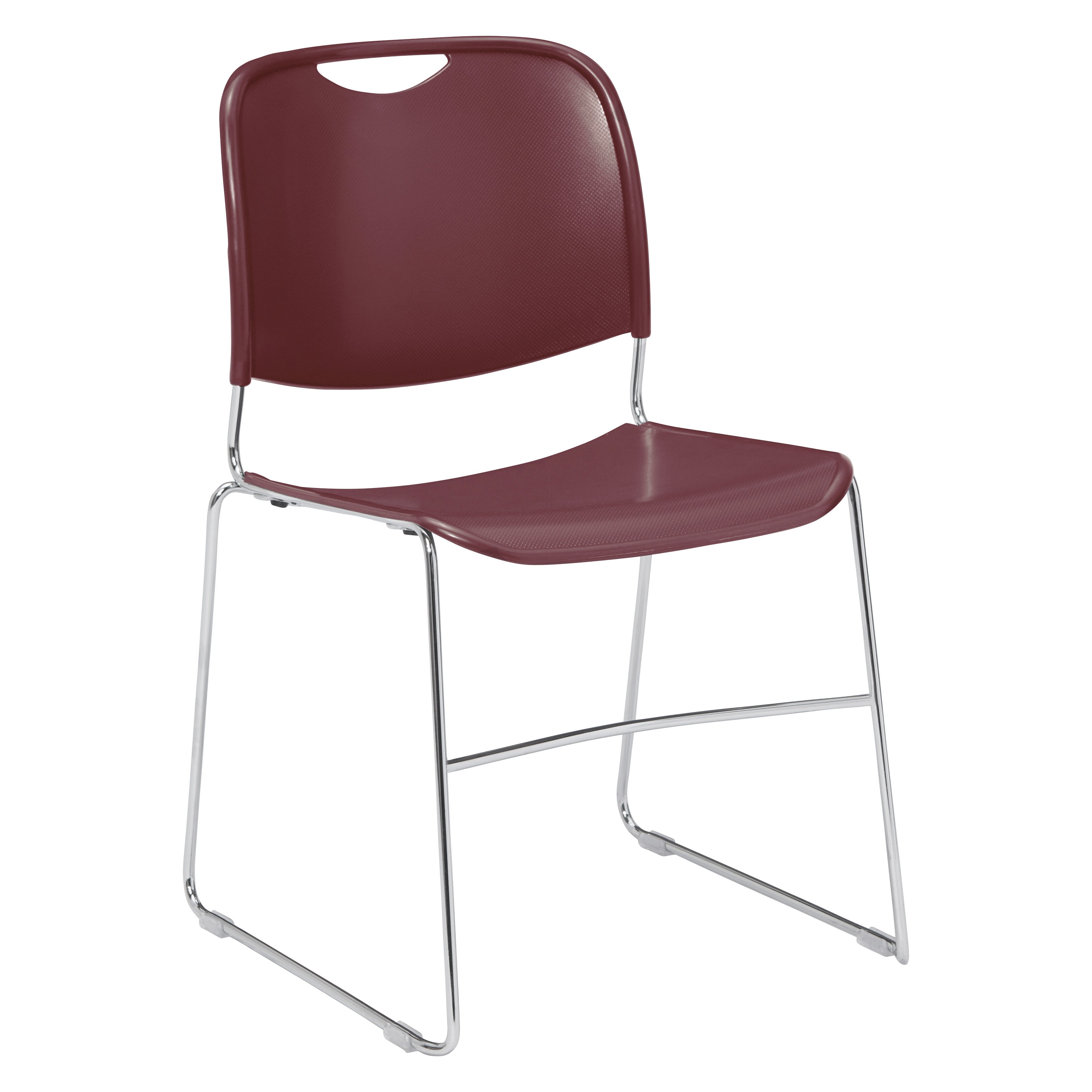 NPS® 8500 Series Ultra-Compact Plastic Stack Chair, Surface Color: Wine, Frame Color: Chrome