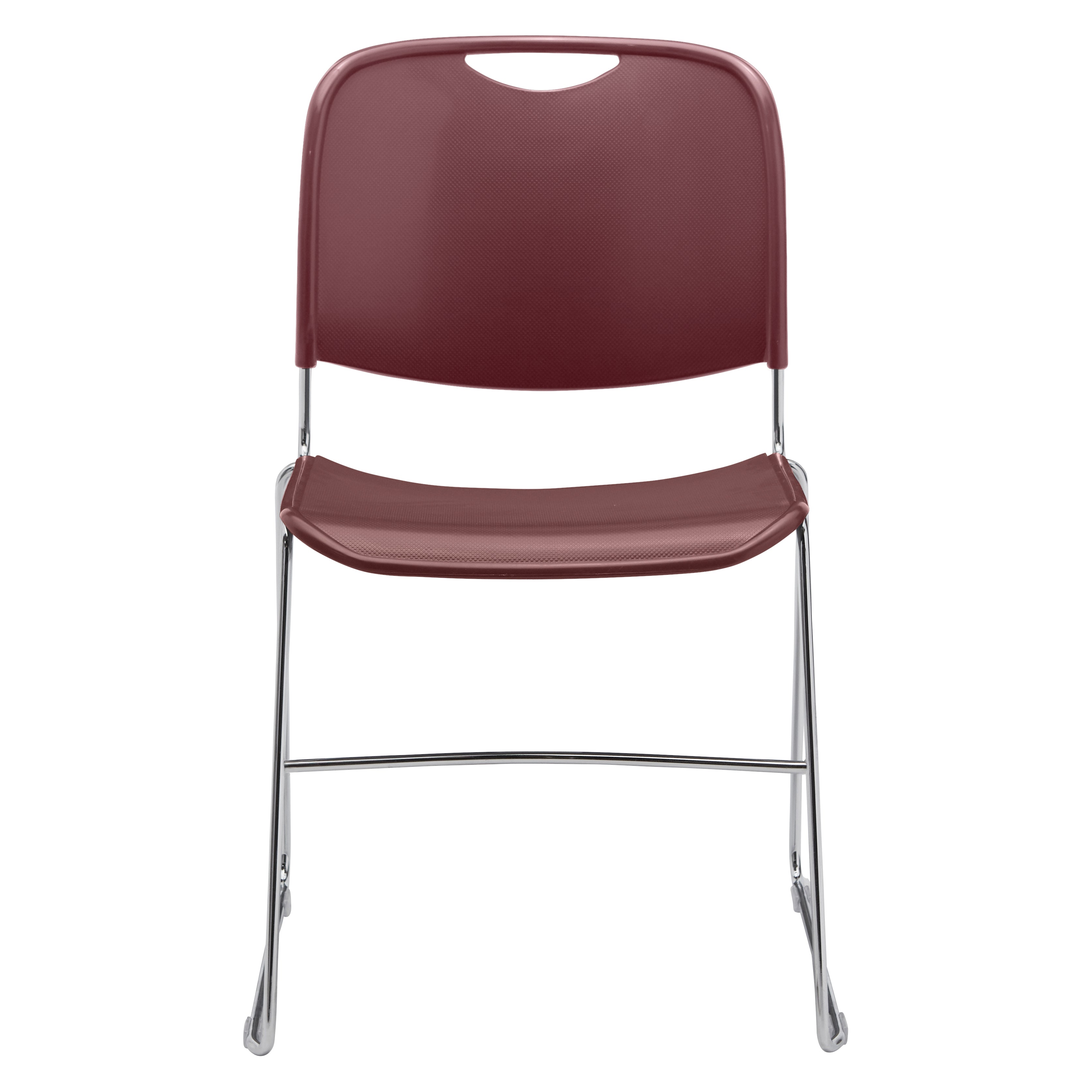 NPS® 8500 Series Ultra-Compact Plastic Stack Chair, Surface Color: Wine, Frame Color: Chrome