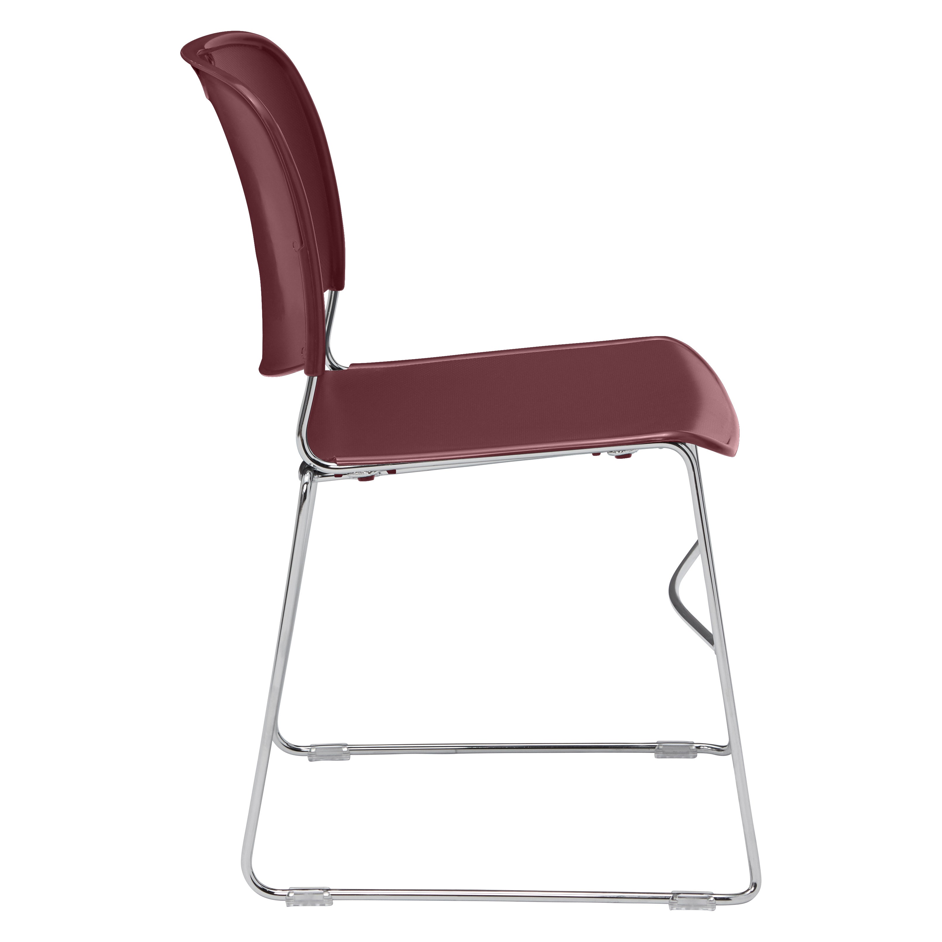 NPS® 8500 Series Ultra-Compact Plastic Stack Chair, Surface Color: Wine, Frame Color: Chrome