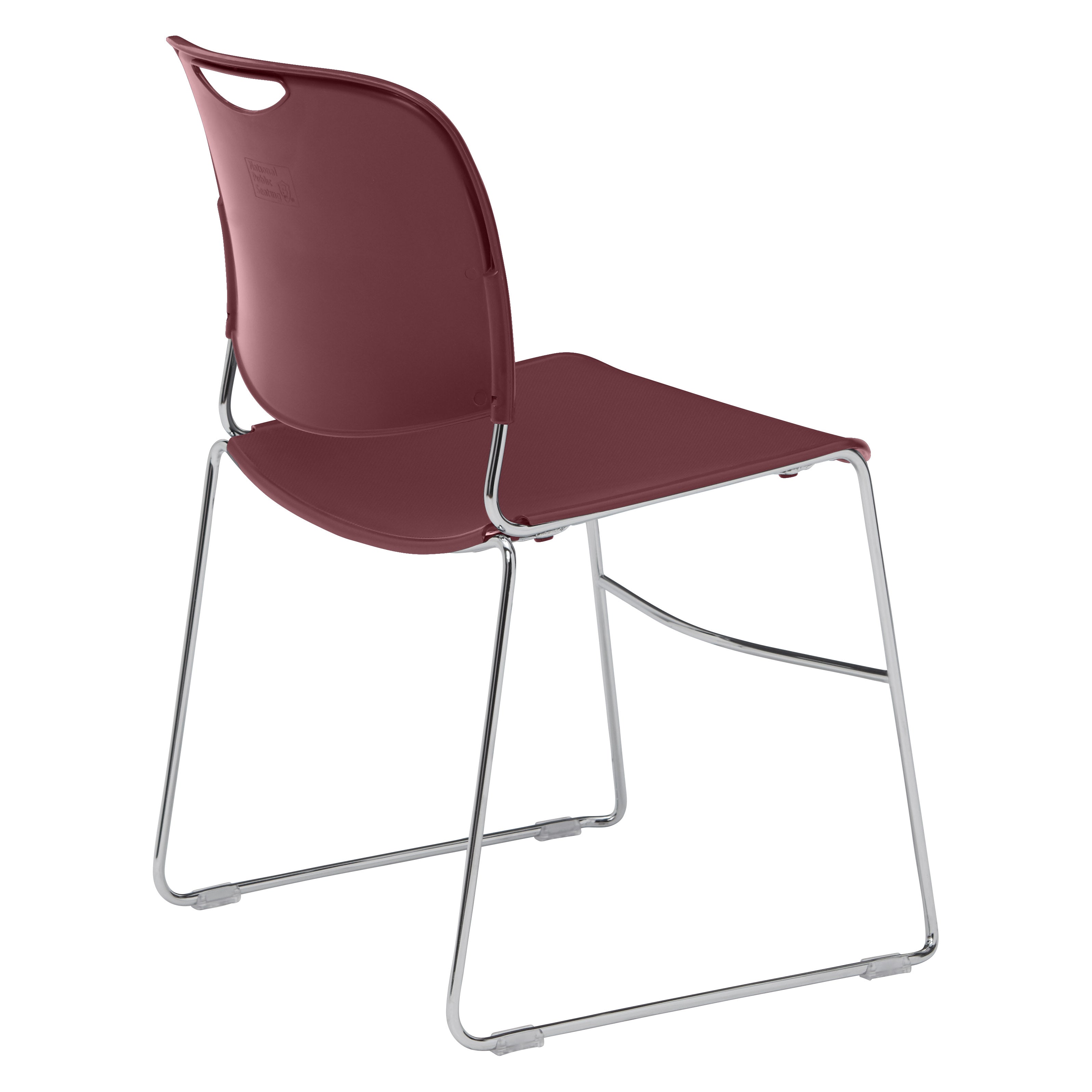NPS® 8500 Series Ultra-Compact Plastic Stack Chair, Surface Color: Wine, Frame Color: Chrome