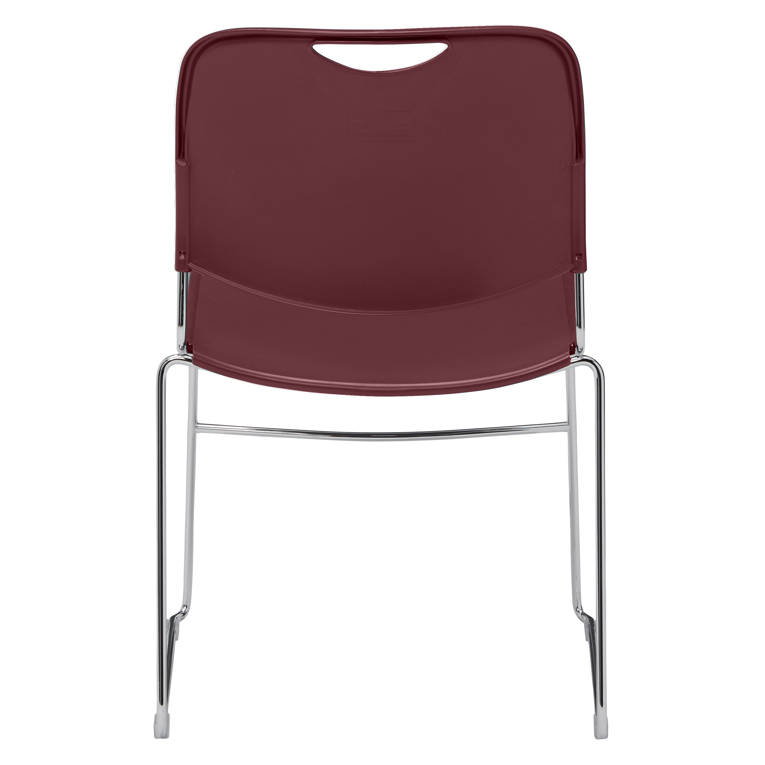NPS® 8500 Series Ultra-Compact Plastic Stack Chair, Surface Color: Wine, Frame Color: Chrome