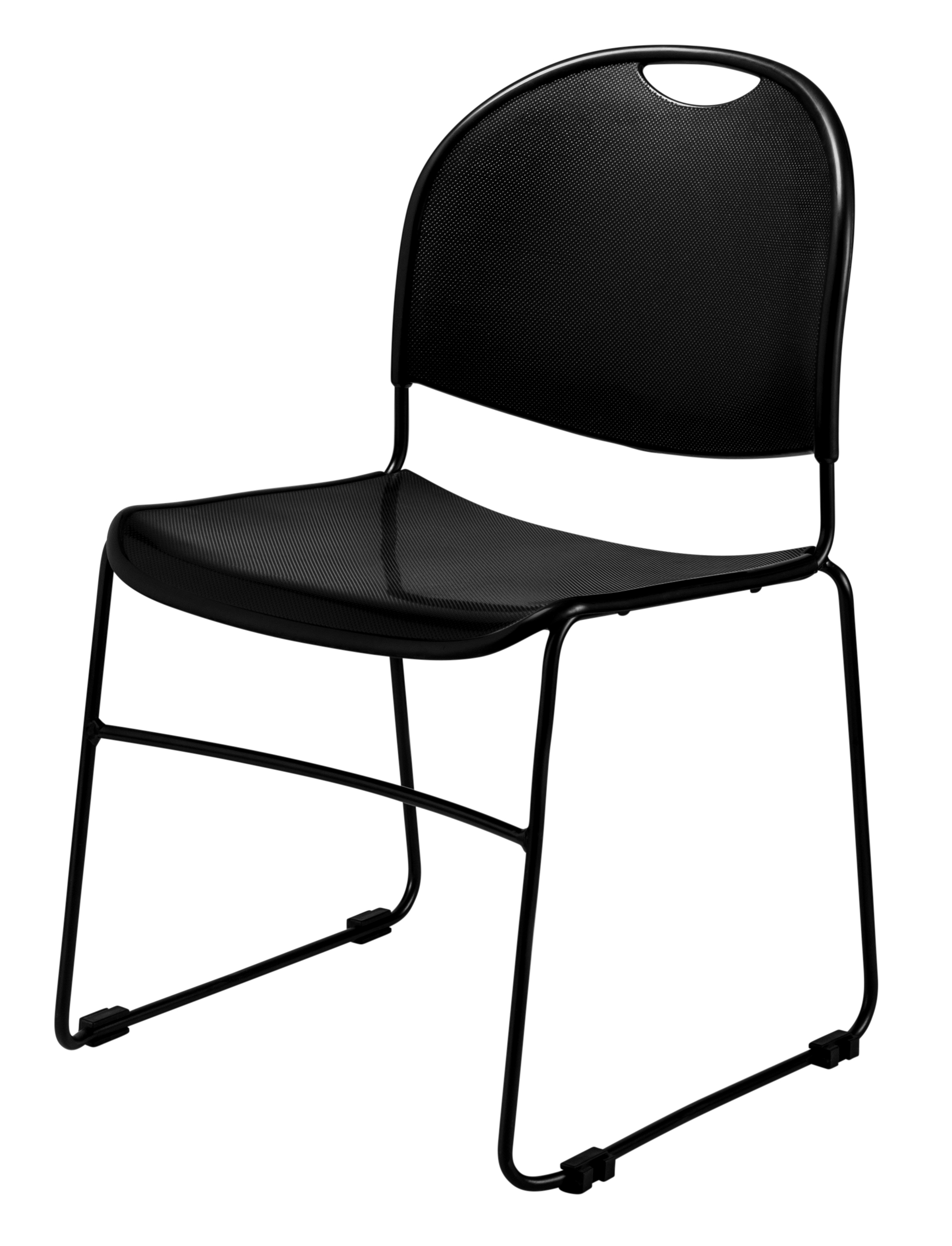 Basics by NPS® 850 Series Multi-Purpose Ultra Compact Stack Chair, Surface Color: Black, Frame Color: Black