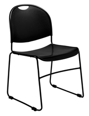 Basics by NPS® 850 Series Multi-Purpose Ultra Compact Stack Chair, Surface Color: Black, Frame Color: Black