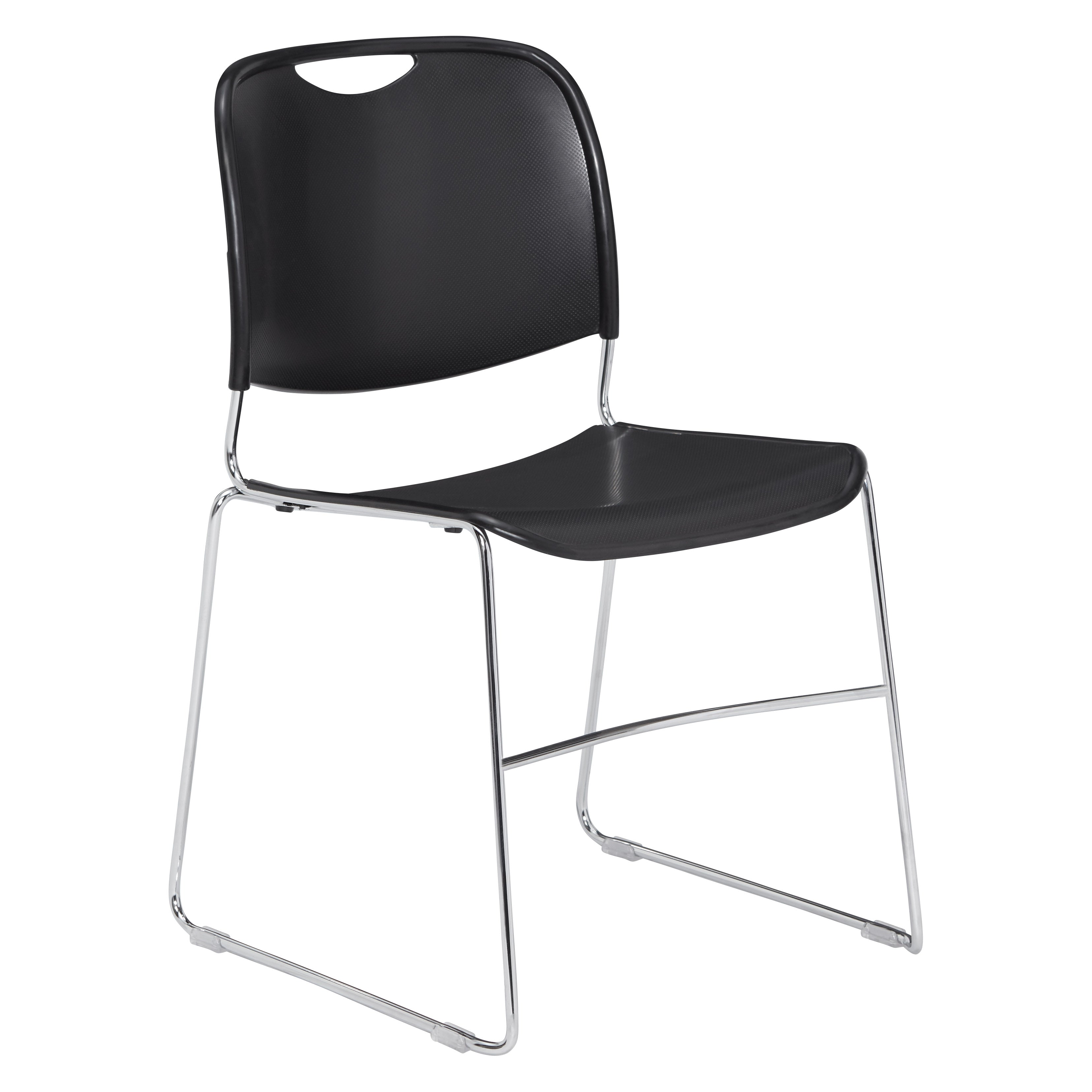 NPS® 8500 Series Ultra-Compact Plastic Stack Chair, Surface Color: Black, Frame Color: Chrome