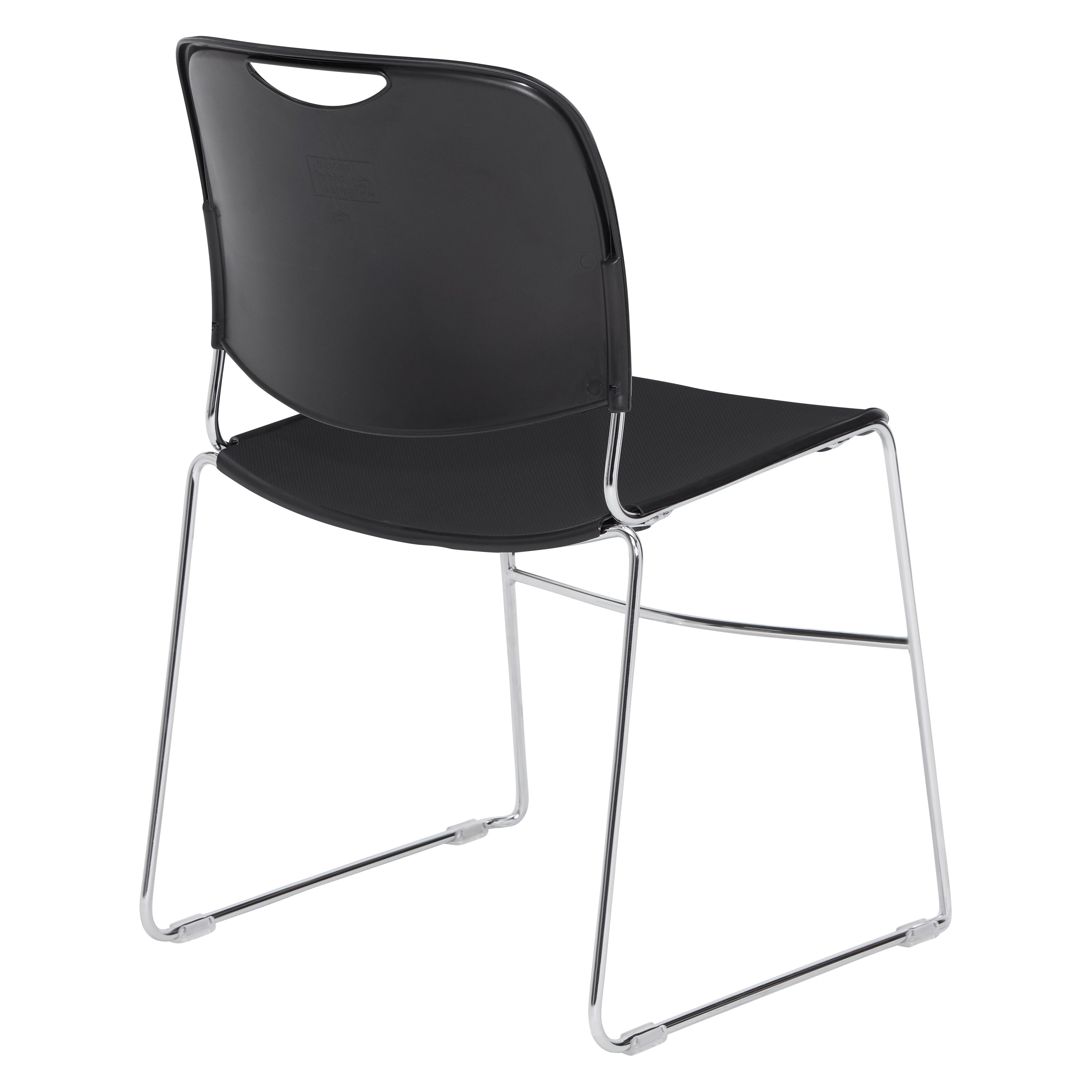 NPS® 8500 Series Ultra-Compact Plastic Stack Chair, Surface Color: Black, Frame Color: Chrome