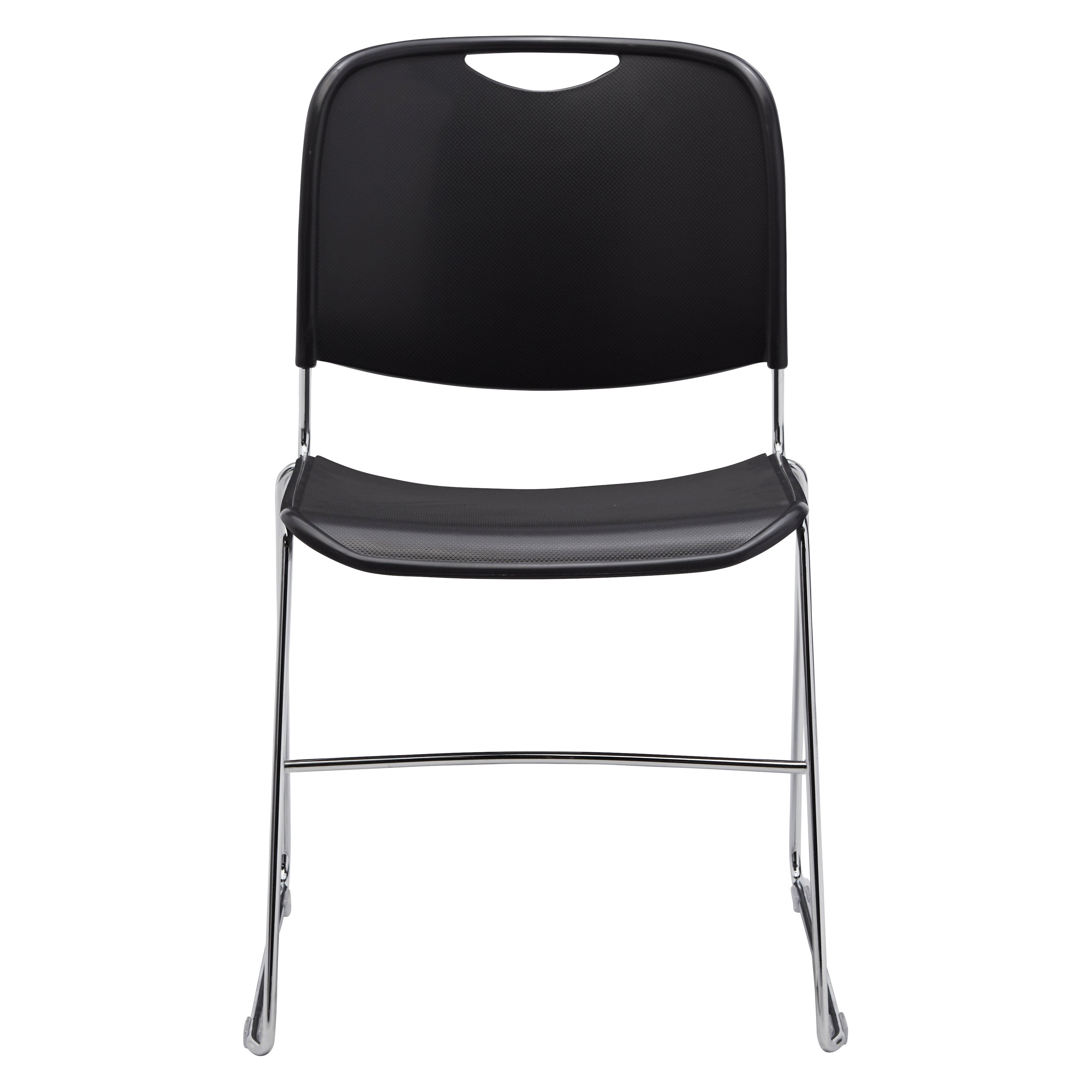 NPS® 8500 Series Ultra-Compact Plastic Stack Chair, Surface Color: Black, Frame Color: Chrome