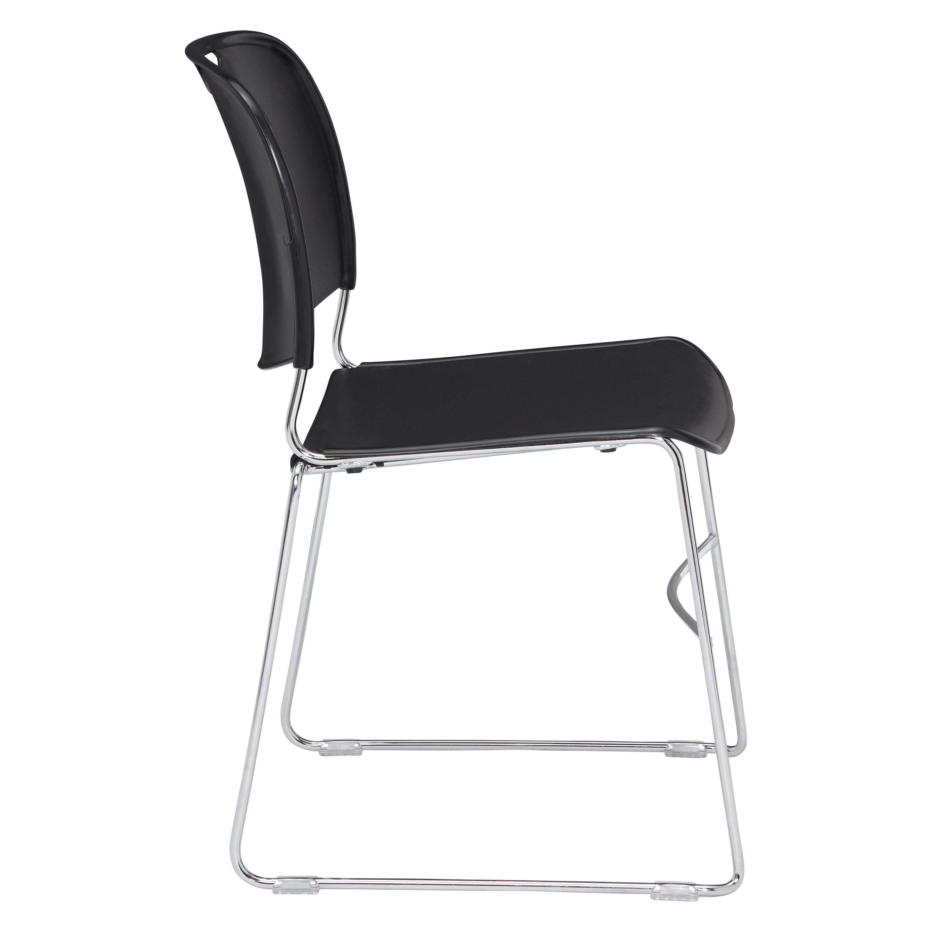 NPS® 8500 Series Ultra-Compact Plastic Stack Chair, Surface Color: Black, Frame Color: Chrome