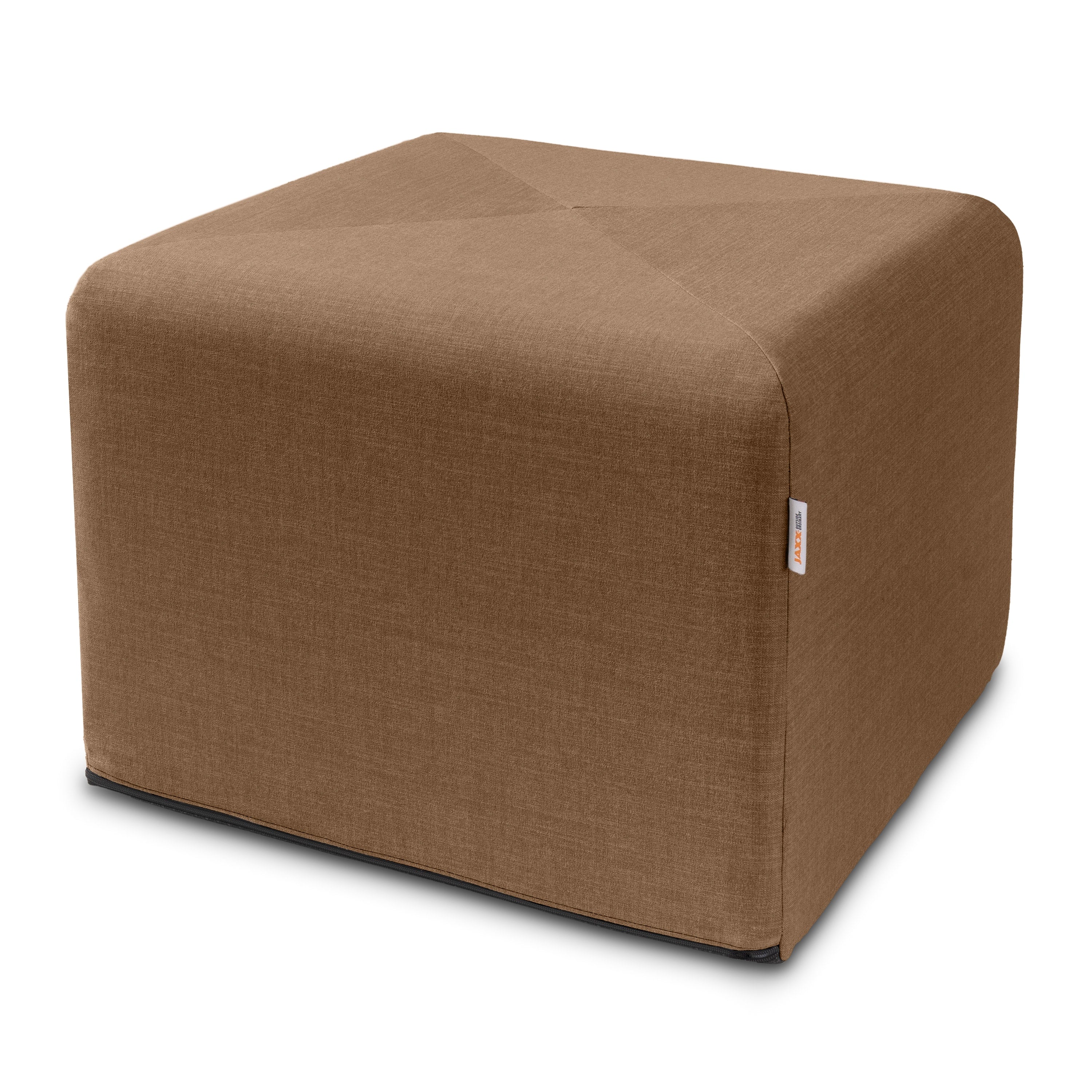 Jaxx Monroe Square Foam Ottoman with Stain Resistant Performance Fabric, Large (24 x 24 x 18), Earth Brown