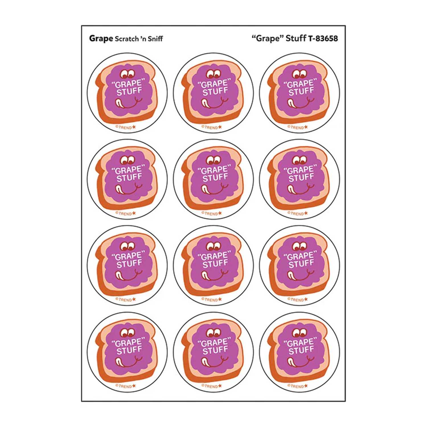 "Grape" Stuff/ Grape Scent Stickers, 24 Per Pack, 6 Packs