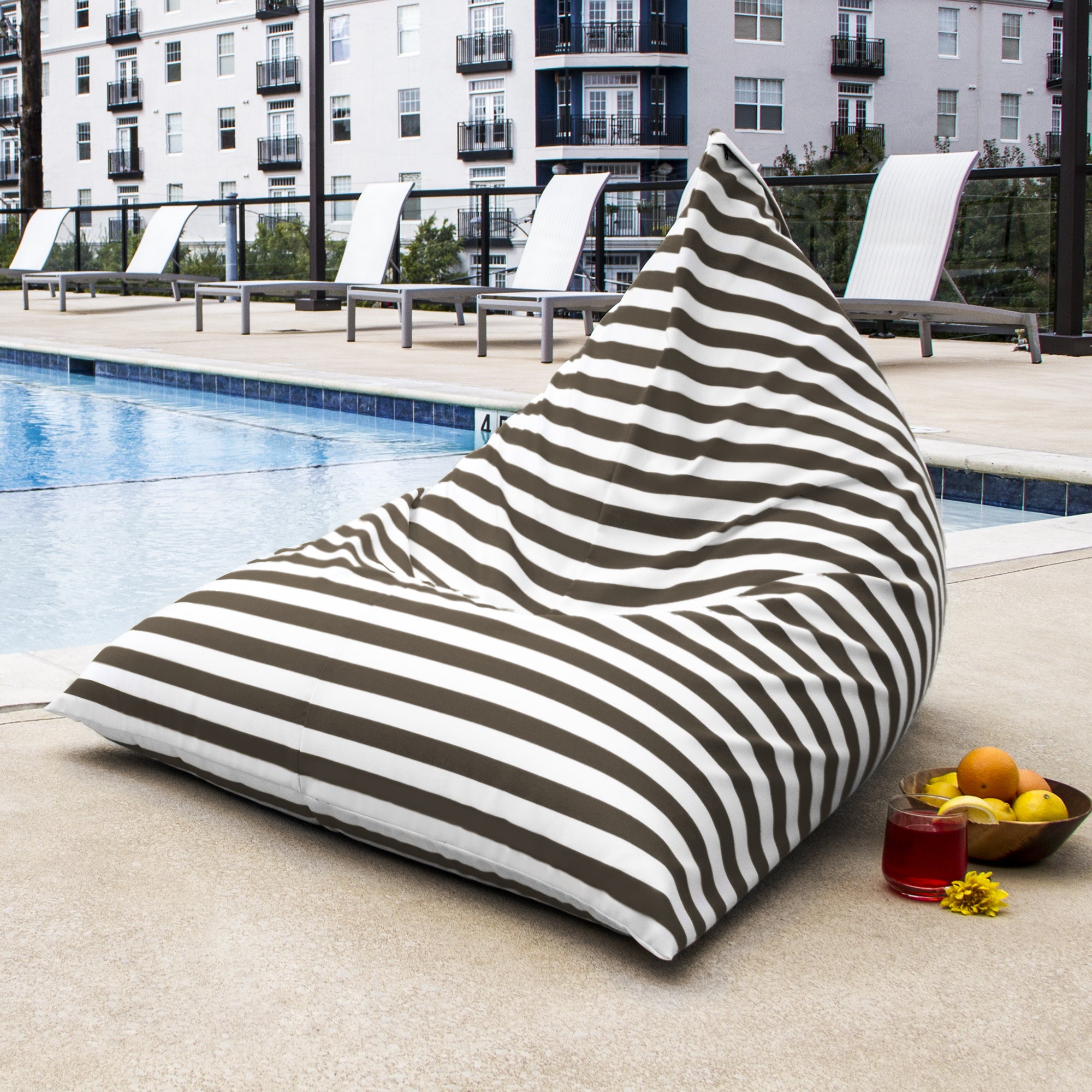 Jaxx Twist Outdoor Bean Bag Chair, Taupe Stripes