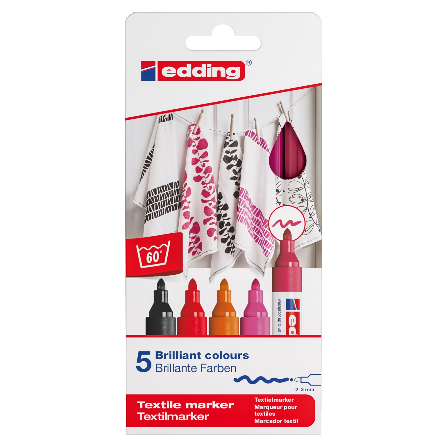 edding 4500 Textile Marker - Set of 5 - Warm