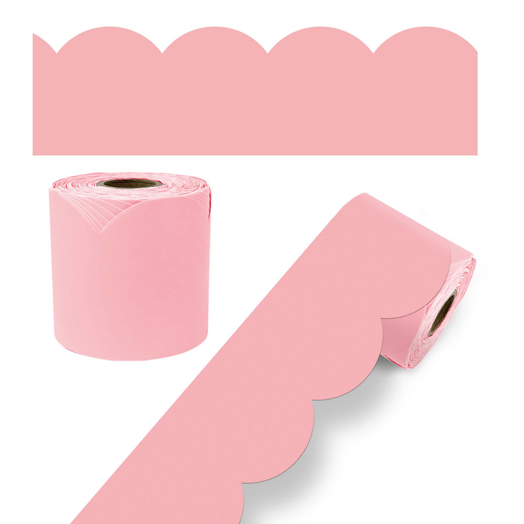 Rolled Scalloped Bulletin Board Border, Dusty Rose, 65 Feet