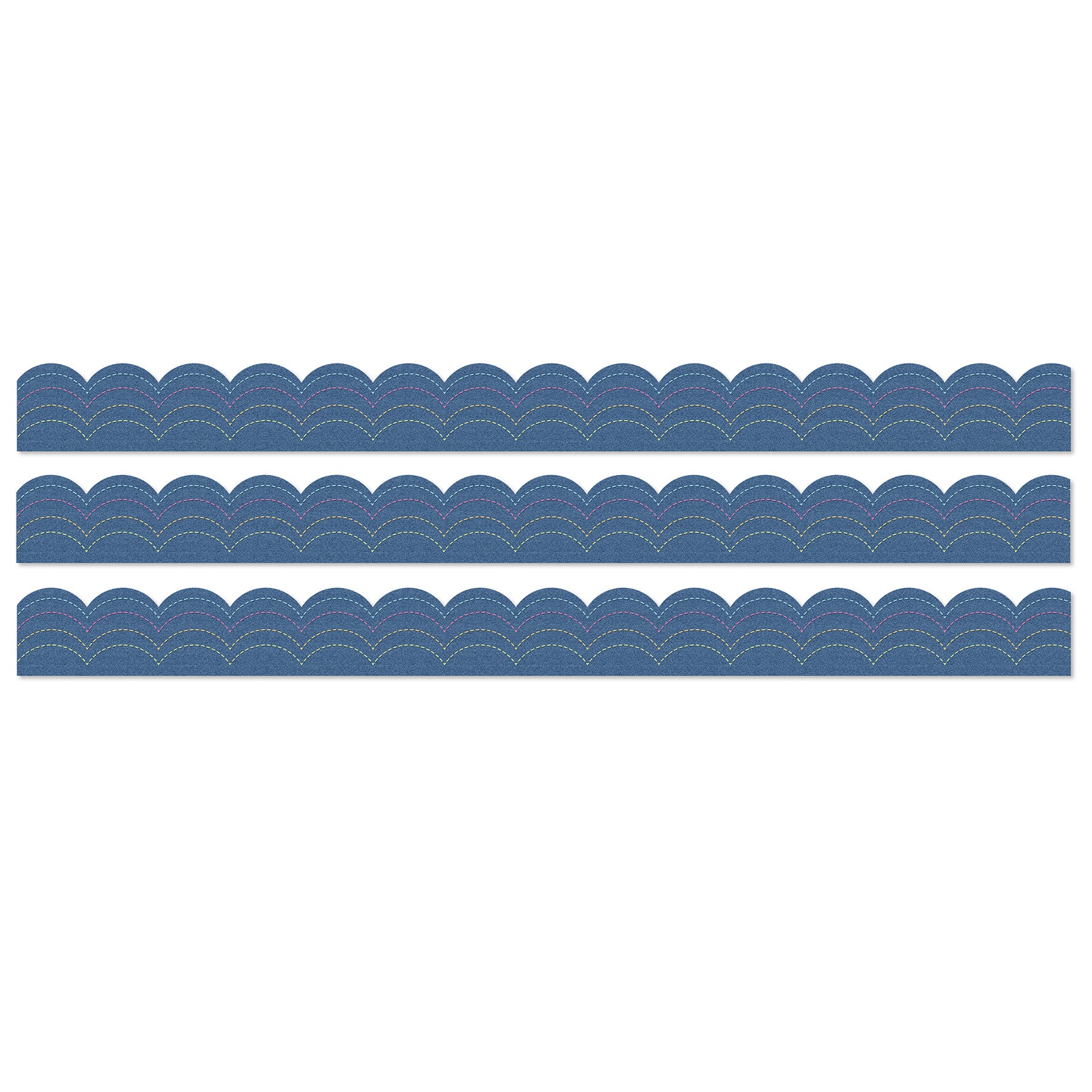 Crafty and Cool Denim Scalloped Bulletin Board Borders, 39 Feet Per Pack, 3 Packs