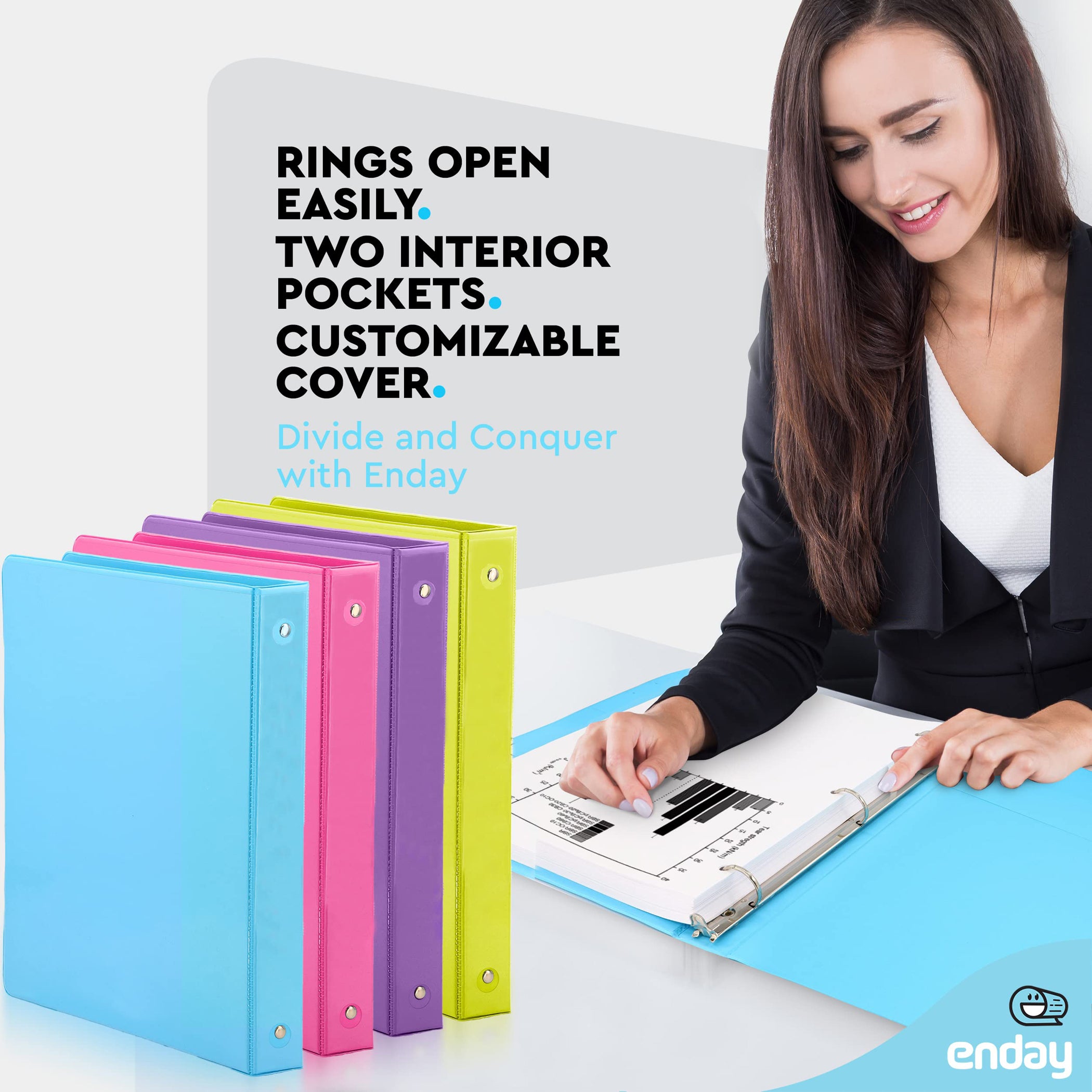 3-Ring View Binder, O-Ring, Assorted Colors, 1 Inch, Pack of 4