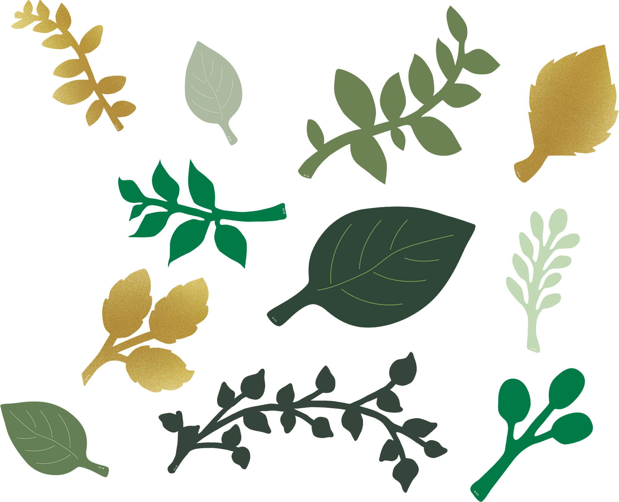 Green and Gold Paper Leaves