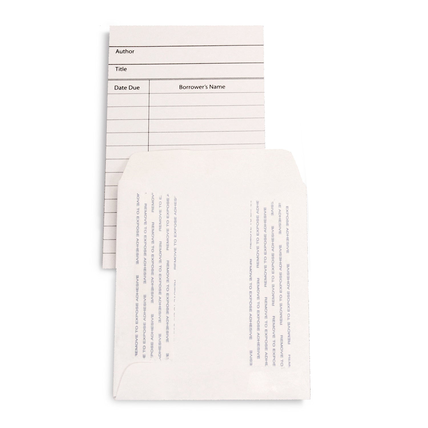 150 Library Pockets and 150 Library Cards, Serf-Adhesive, White
