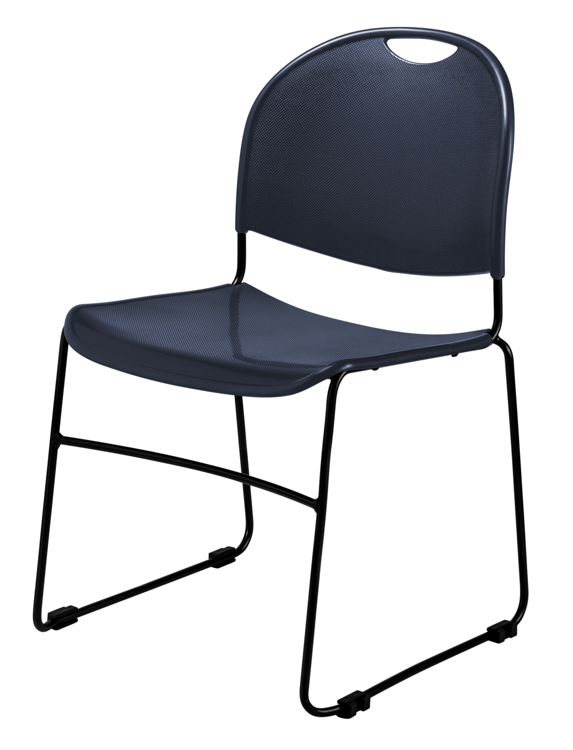 Basics by NPS® 850 Series Multi-Purpose Ultra Compact Stack Chair, Surface Color: Navy Blue, Frame Color: Black