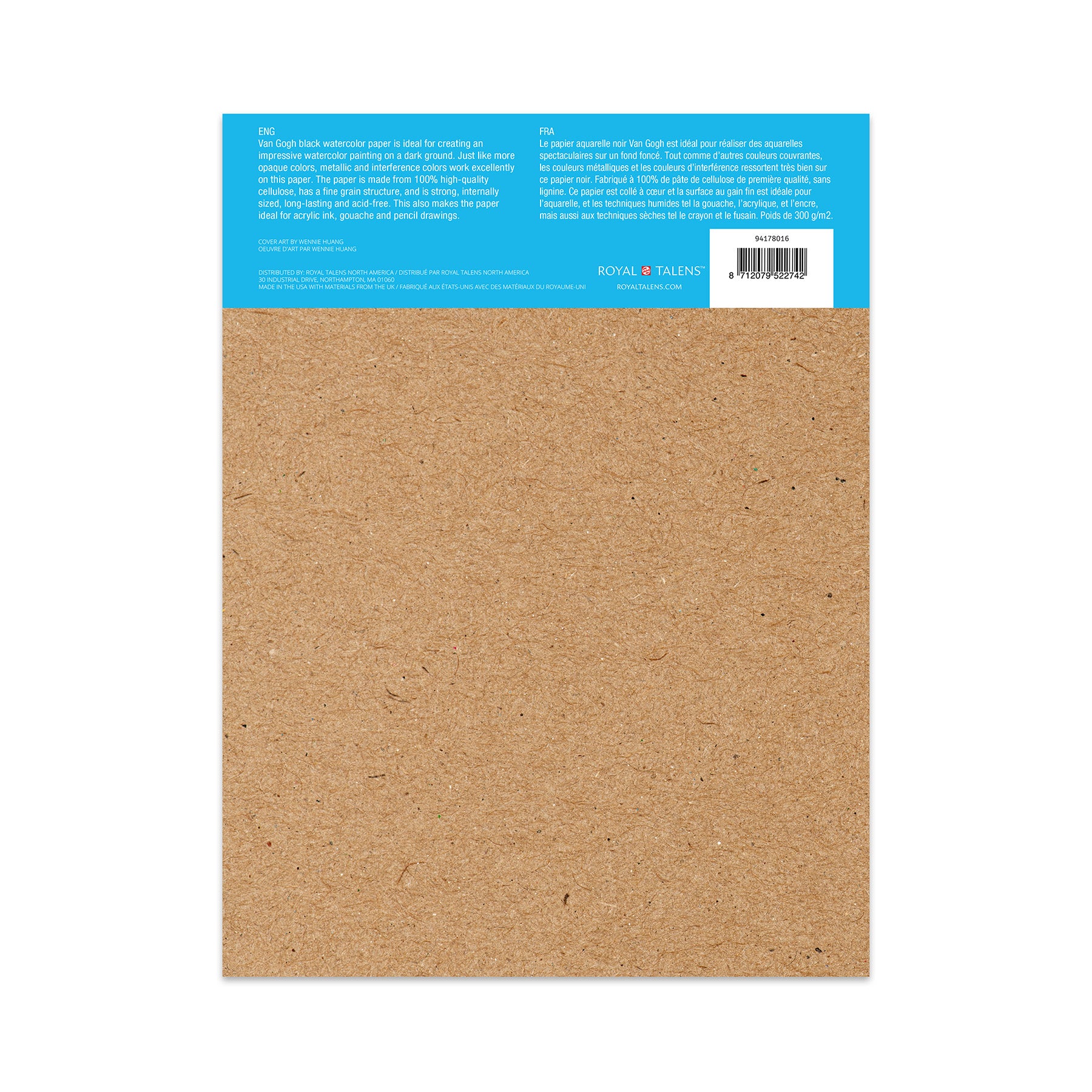 Watercolor Paper Pad, 140lbs, Black, Cold Press, 9" x 12", 12 Sheets