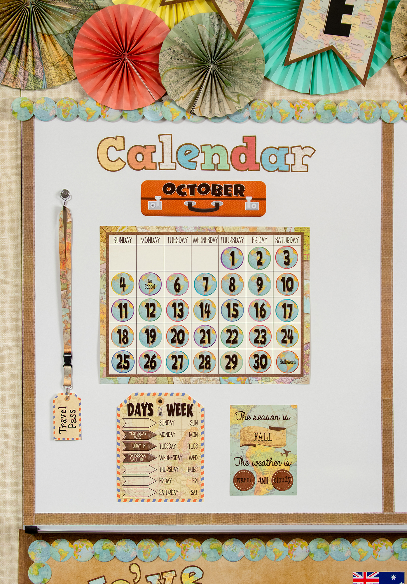Travel the Map Calendar Bulletin Board