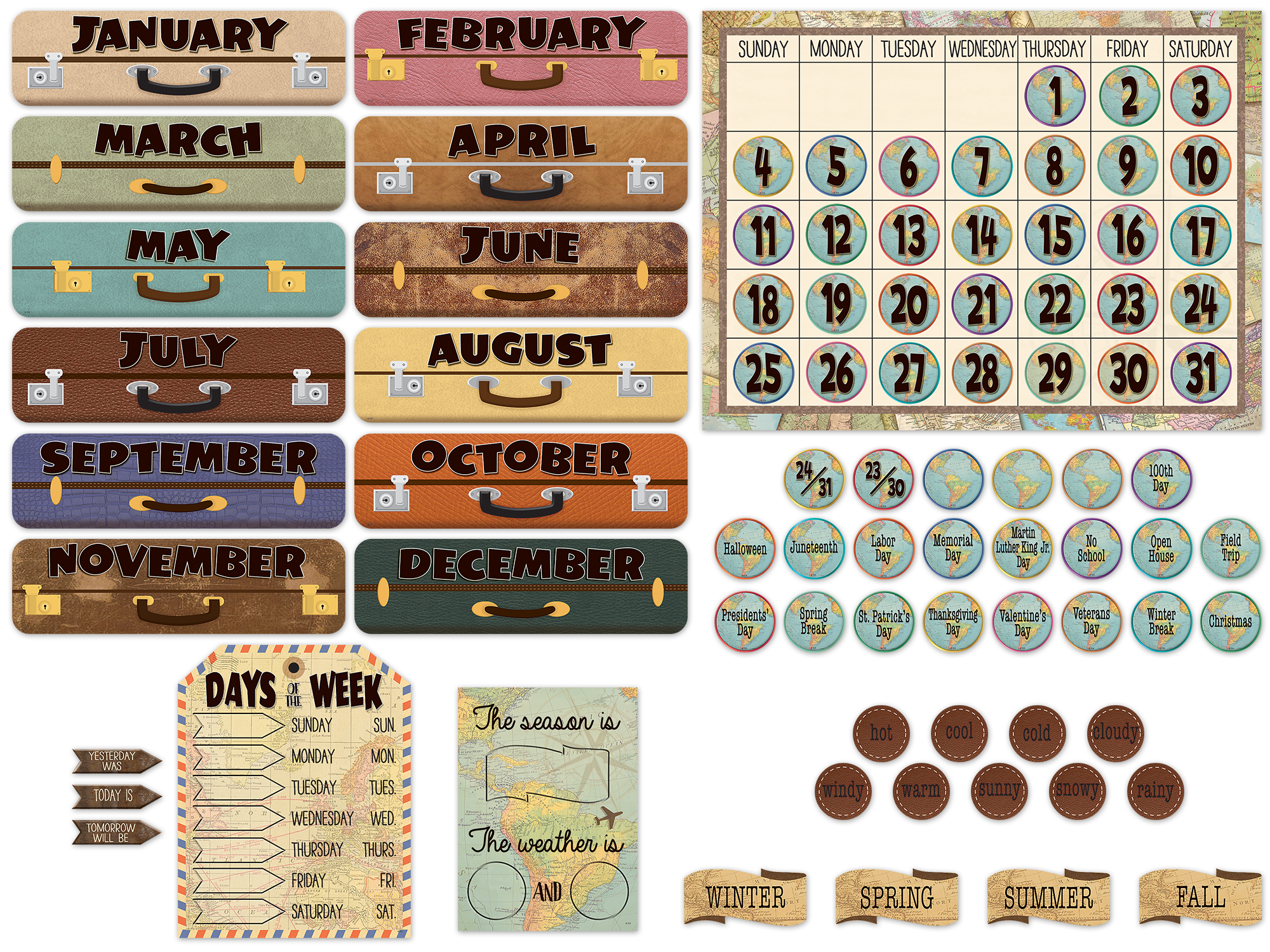 Travel the Map Calendar Bulletin Board