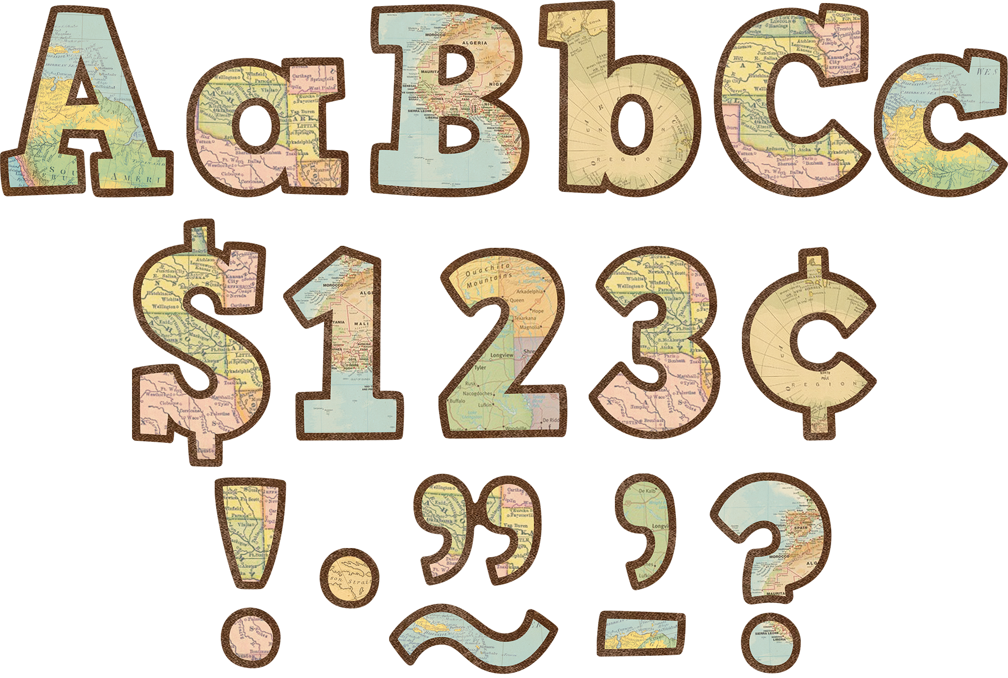 Travel the Map Bold Block 4" Letters Combo Pack
