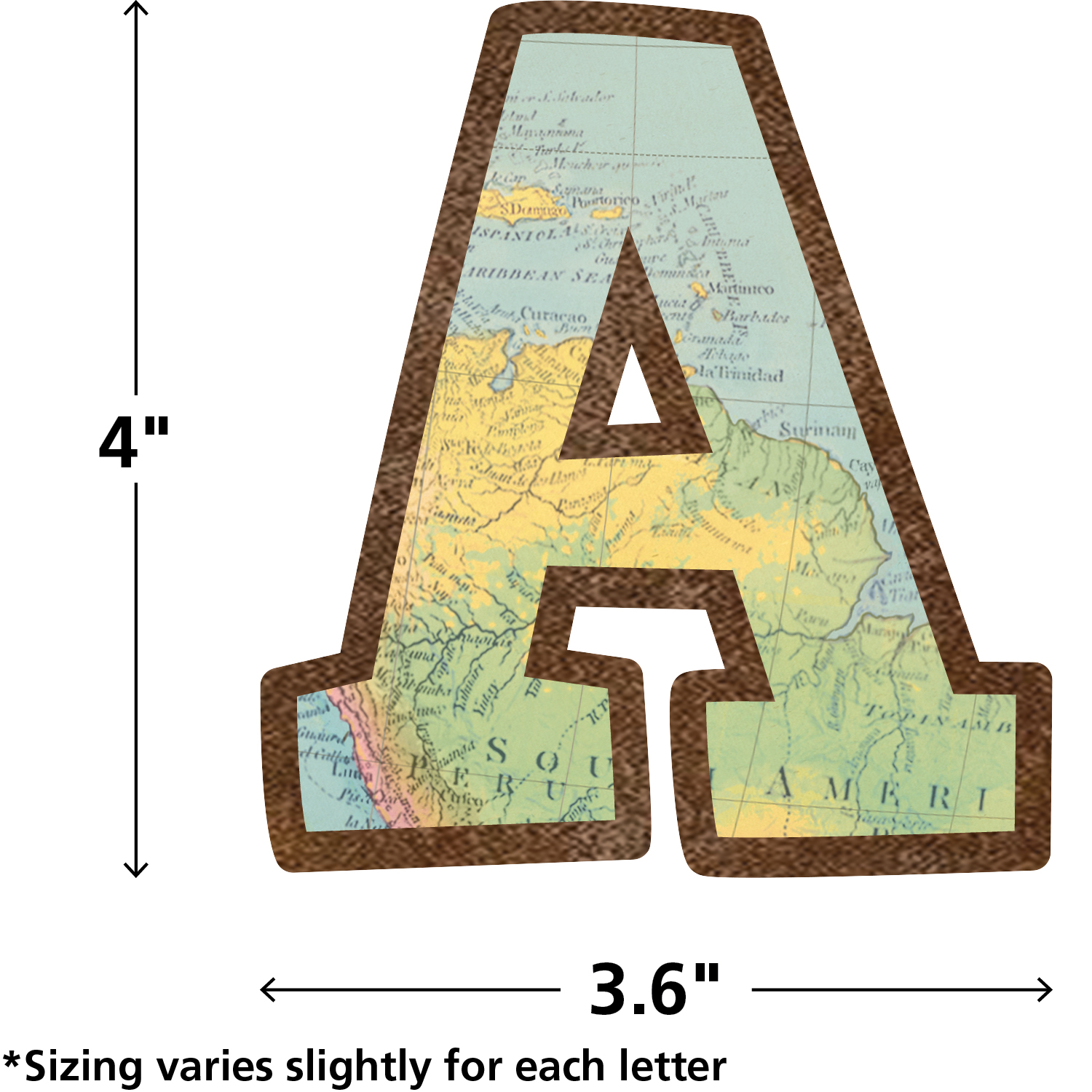 Travel the Map Bold Block 4" Letters Combo Pack