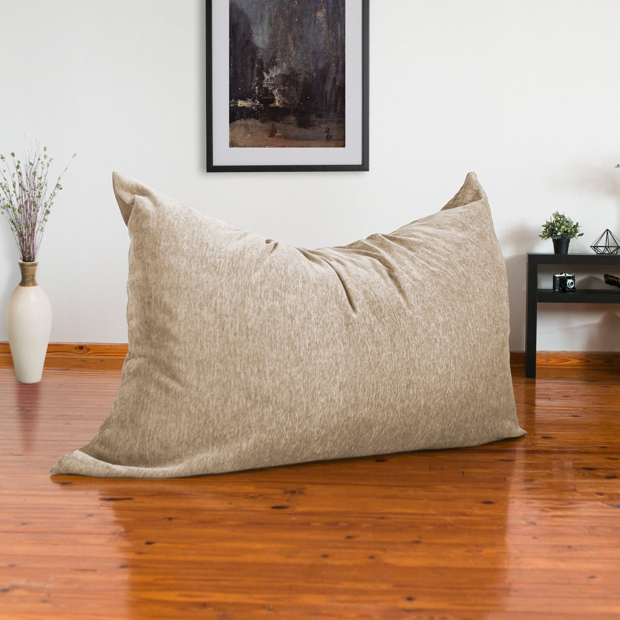 Jaxx 5.5 ft Pillow Saxx Foam Bean Bag Pillow, Premium Chenille Cover, Beige
