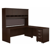 Bush Business Furniture Series C 72W L Shaped Desk with Hutch and Mobile File Cabinet in Mocha Cherry - 71.02" Width x 77.05" Depth x 72.78" Height