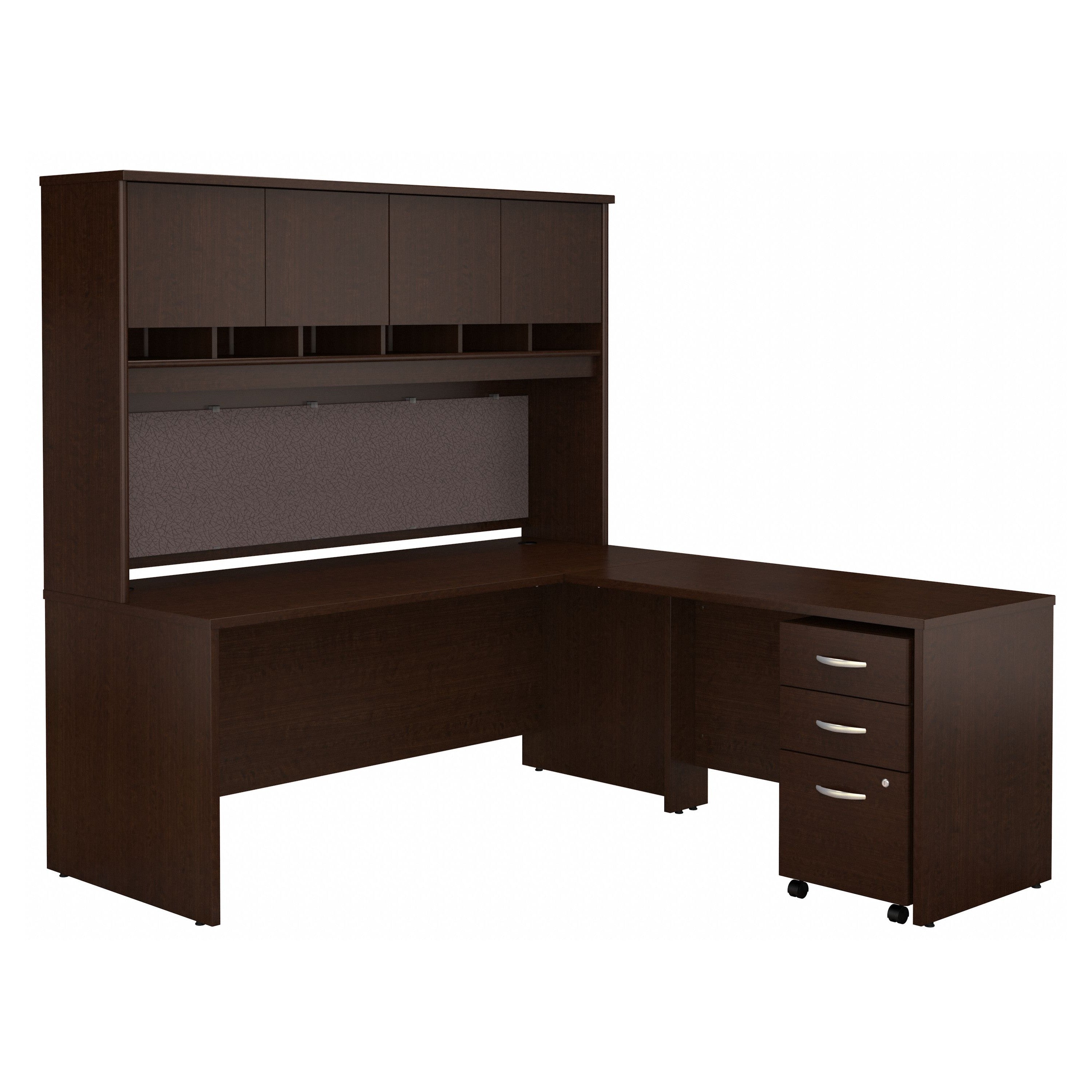 Bush Business Furniture Series C 72W L Shaped Desk with Hutch and Mobile File Cabinet in Mocha Cherry - 71.02" Width x 77.05" Depth x 72.78" Height