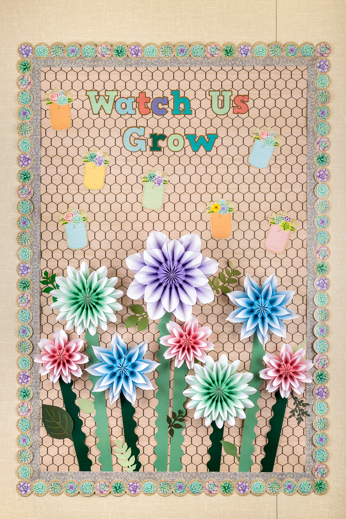Rustic Bloom Succulents Die-Cut Border Trim