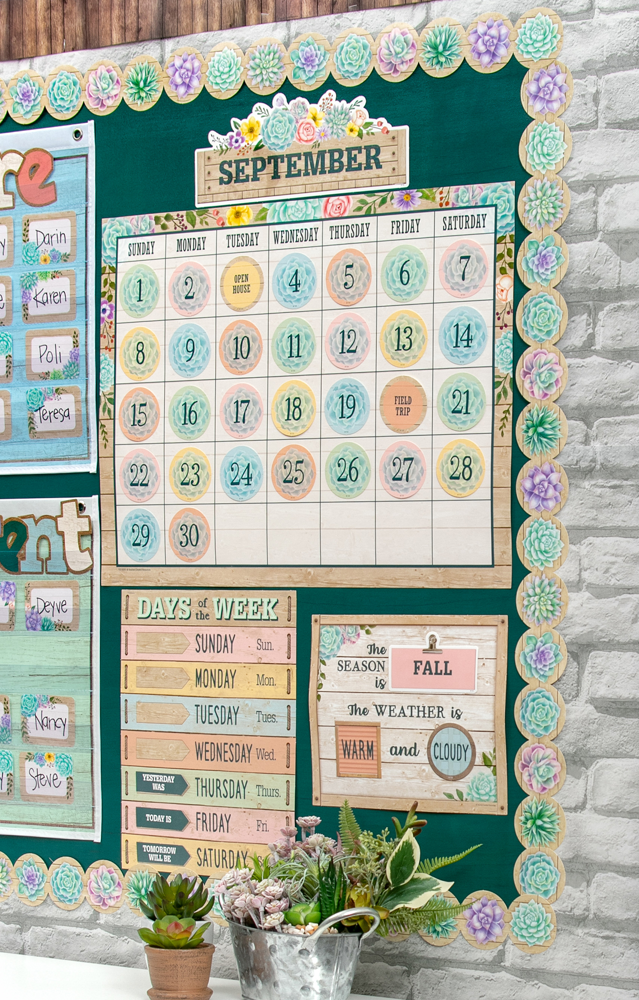 Rustic Bloom Calendar Bulletin Board