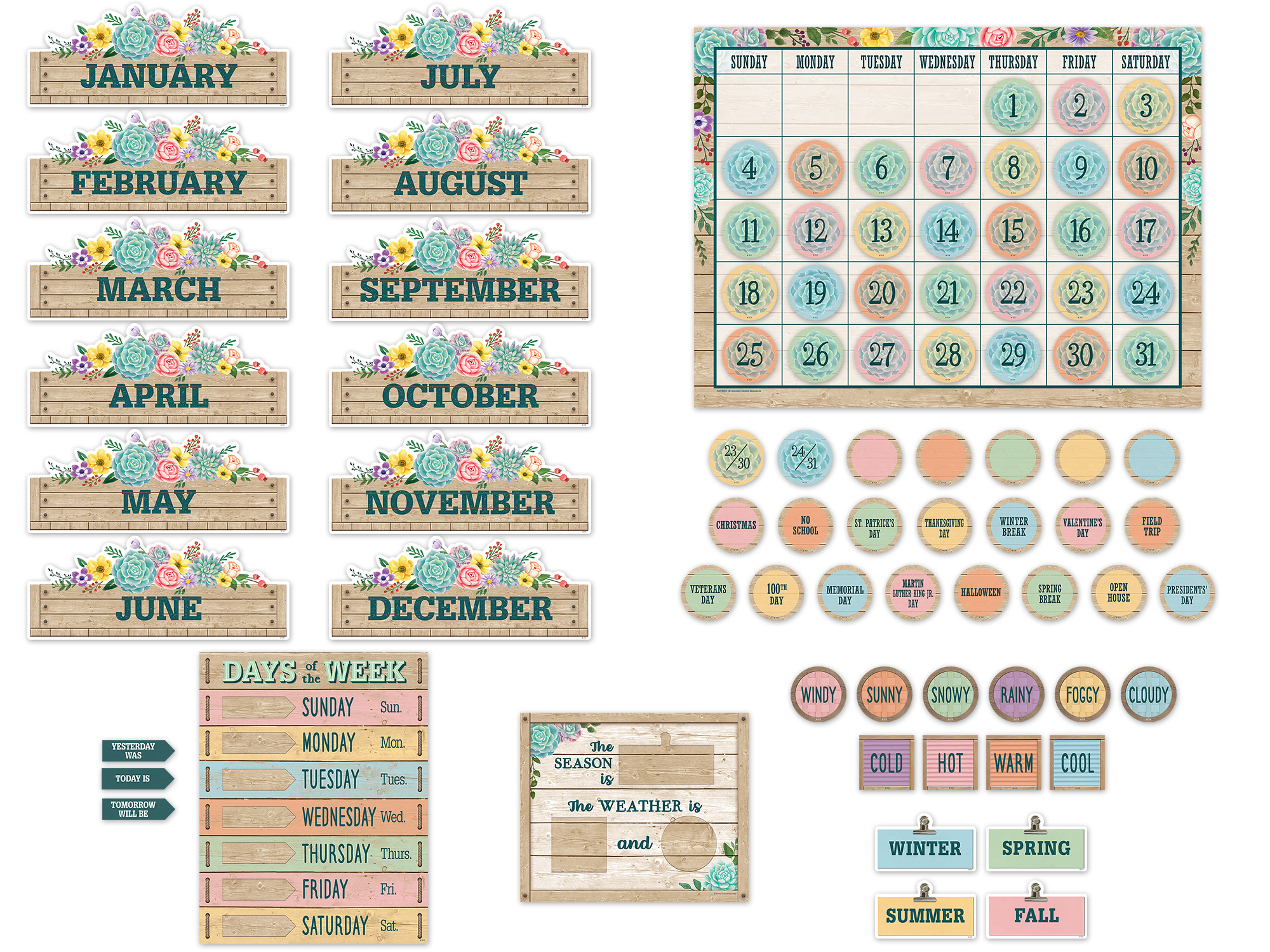 Rustic Bloom Calendar Bulletin Board