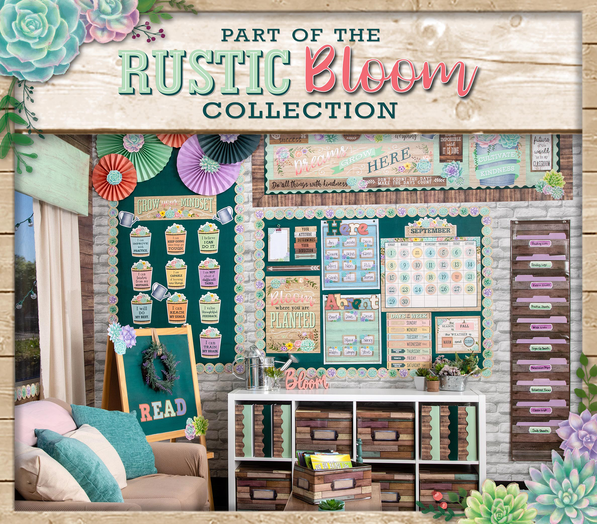 Rustic Bloom Calendar Bulletin Board