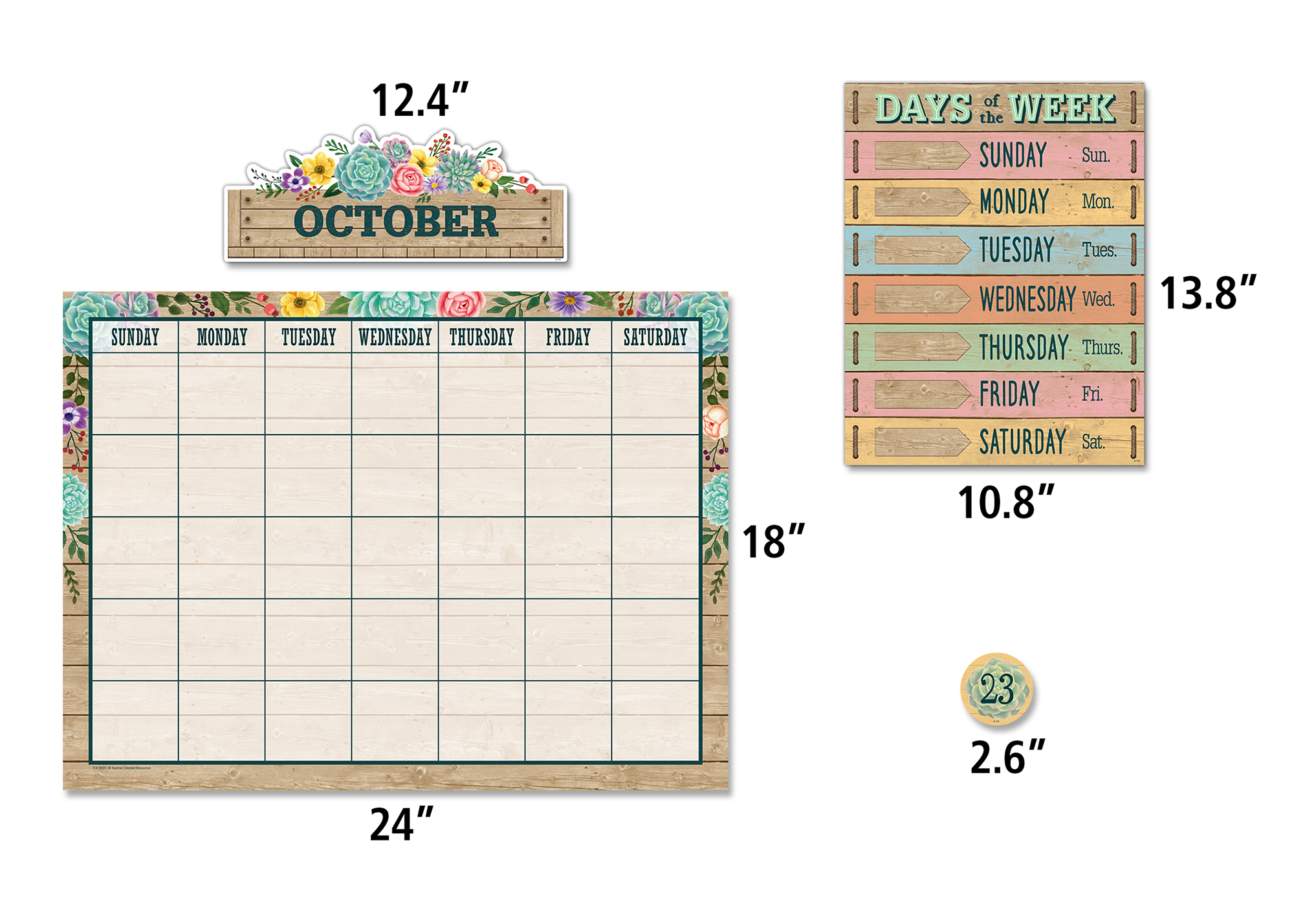 Rustic Bloom Calendar Bulletin Board